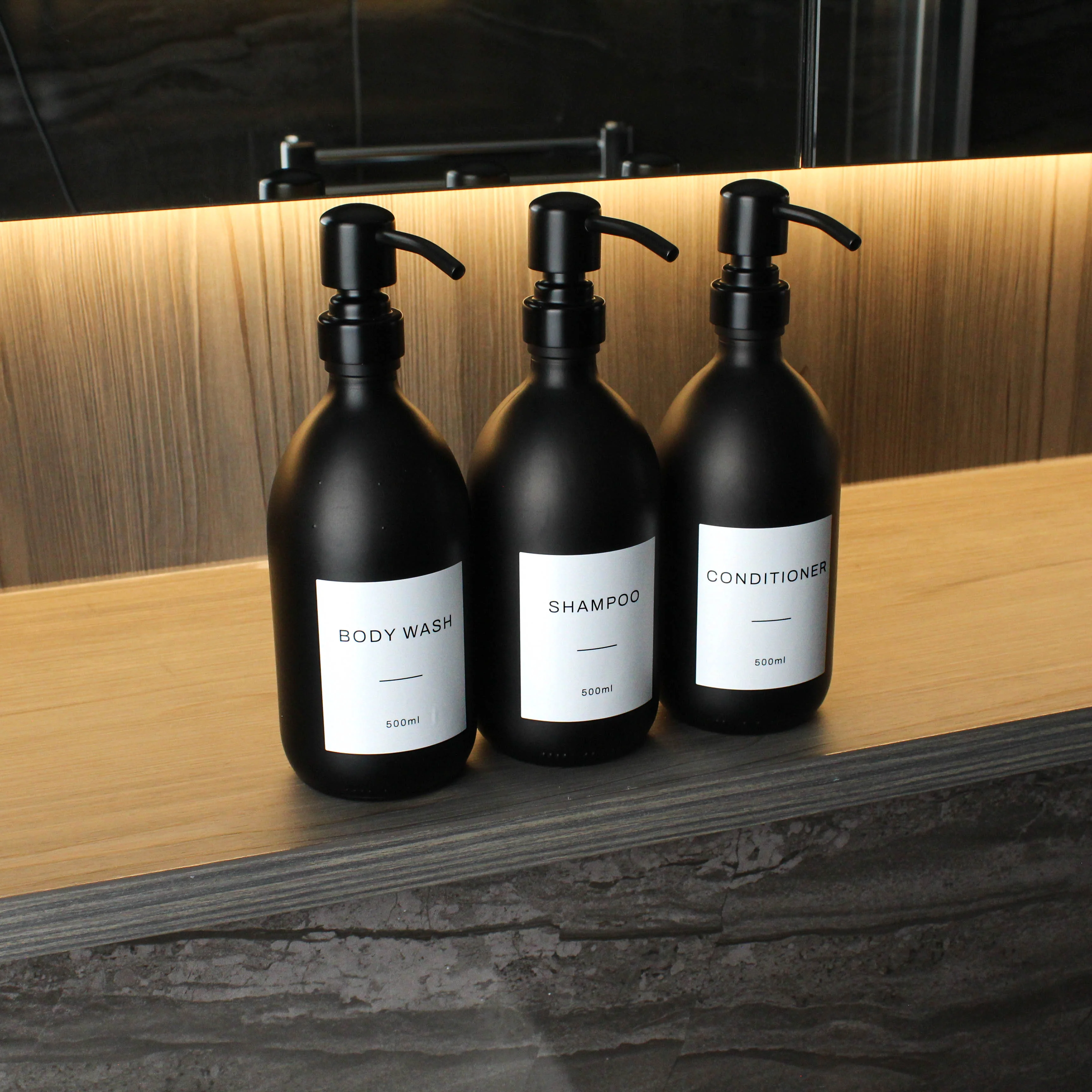500ml Labelled Matte Black Glass Dispenser - Image 13