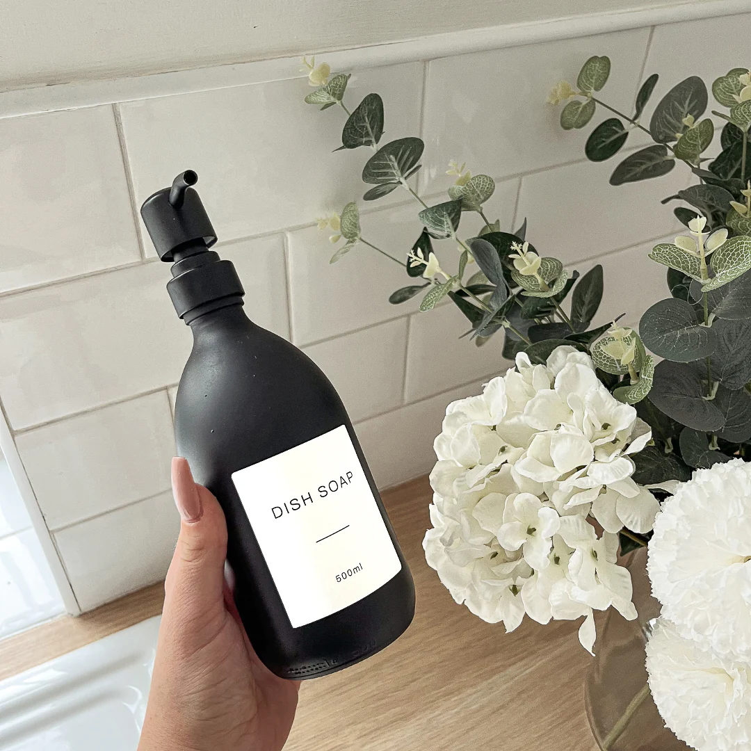 Hand Soap & Dish Soap Matte Black Glass Set - Image 12