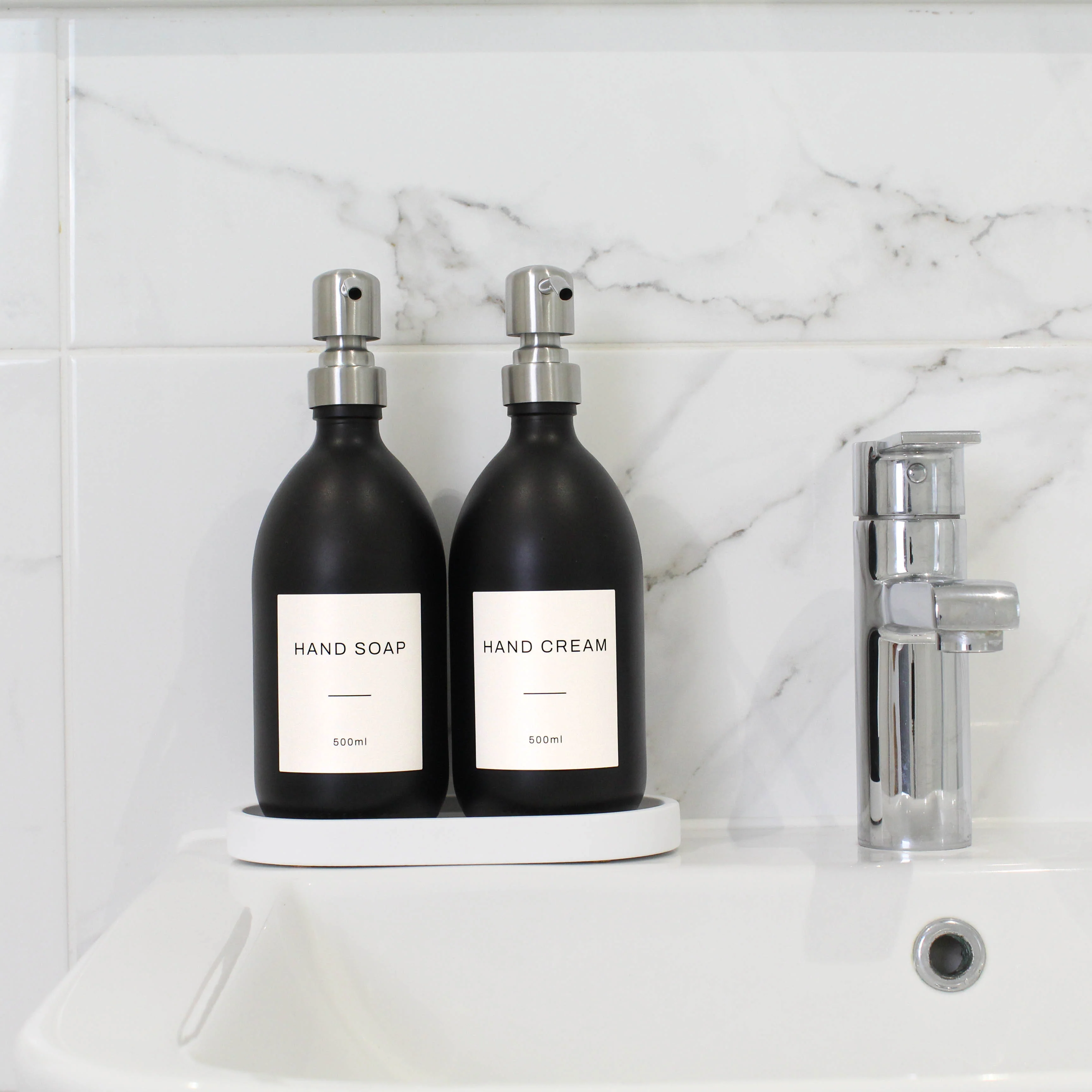 Hand Soap & Hand Cream Matte Black Glass Set - Image 9