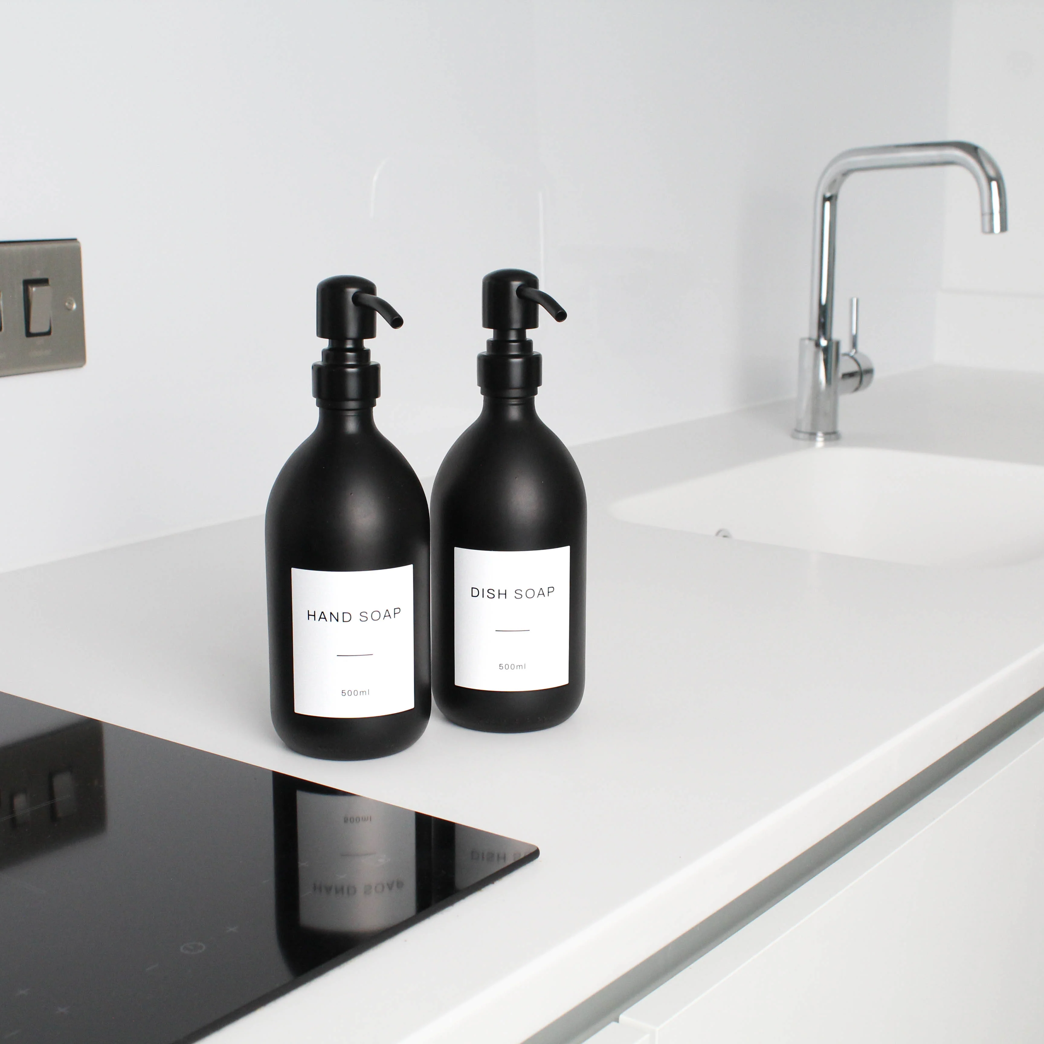 Hand Soap & Dish Soap Matte Black Glass Set - Image 14