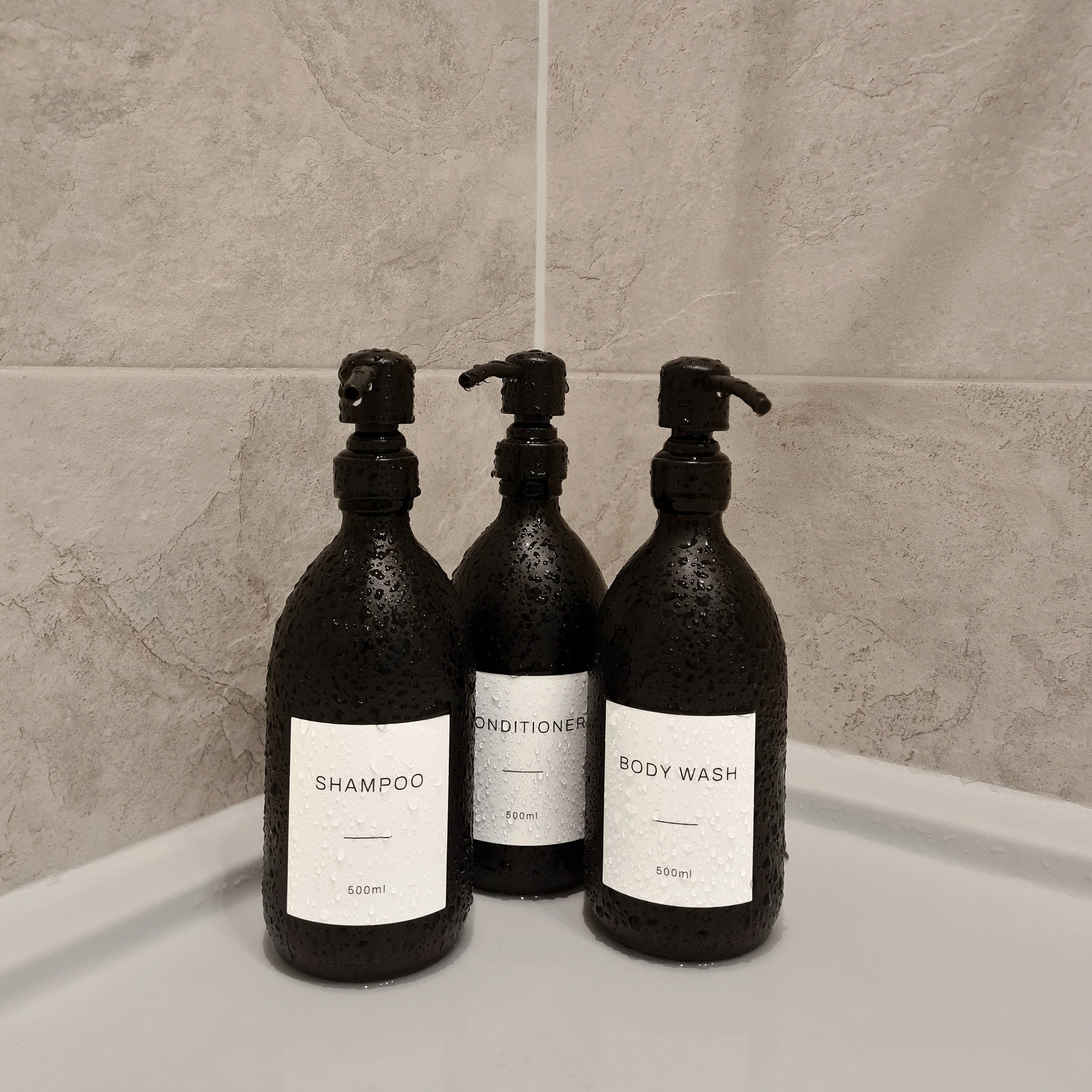 500ml Labelled Matte Black Glass Dispenser - Image 21