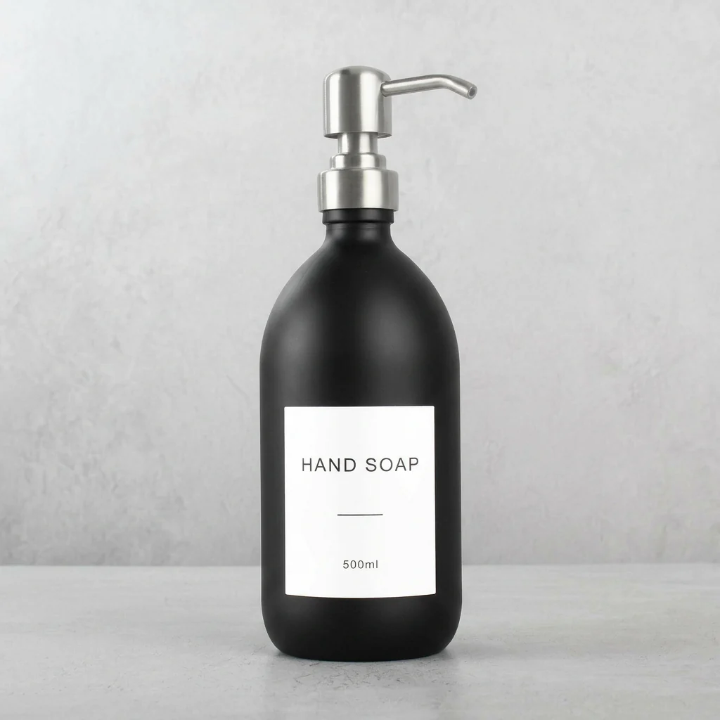 500ml Labelled Matte Black Glass Dispenser - Image 29