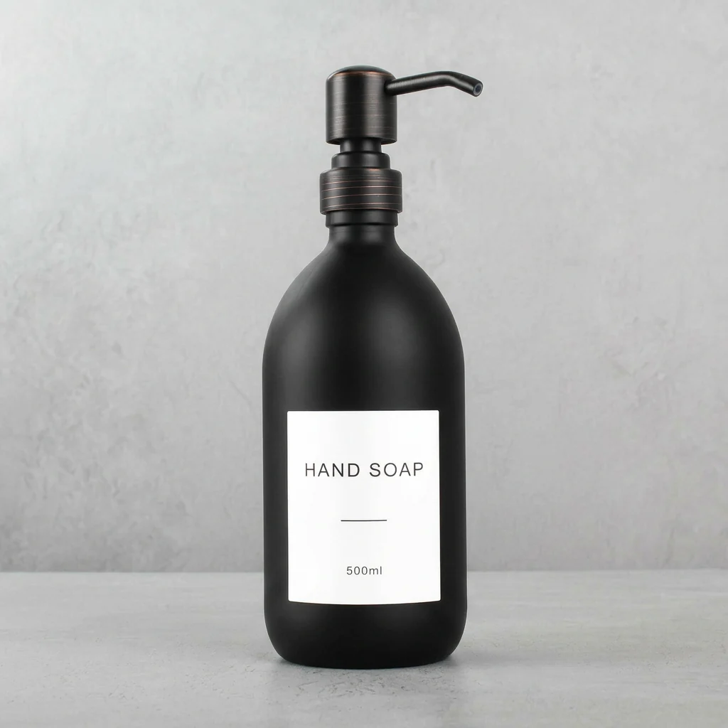 500ml Labelled Matte Black Glass Dispenser - Image 32