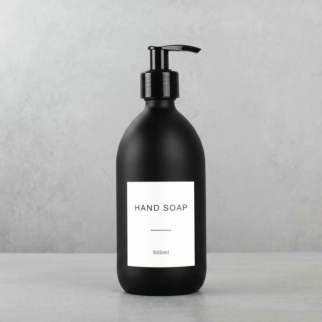 500ml Labelled Matte Black Glass Dispenser - Image 33