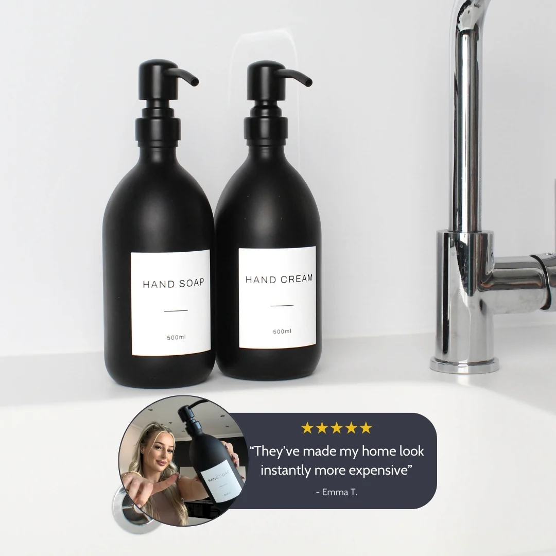 Hand Soap & Hand Cream Matte Black Glass Set - Image 5