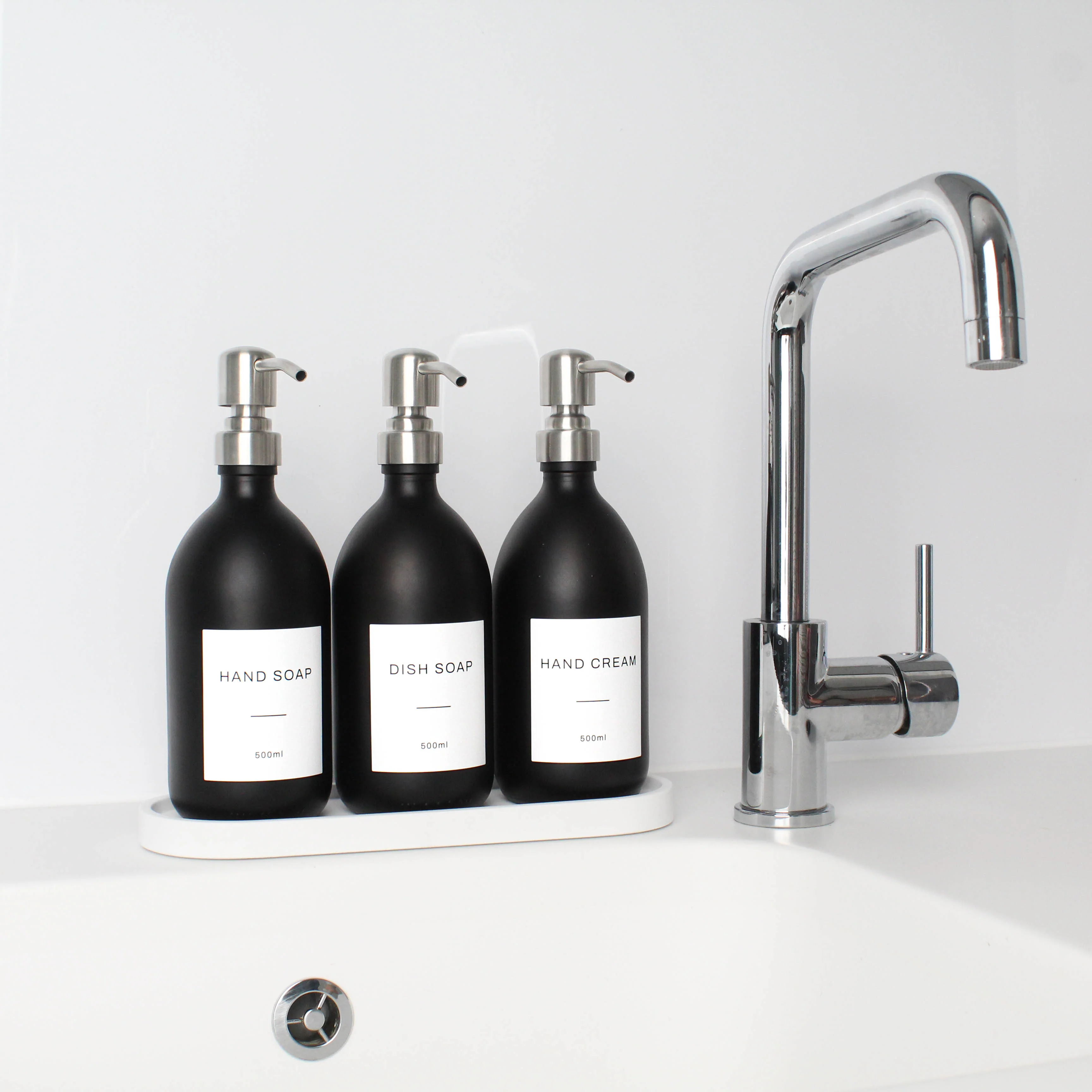 500ml Labelled Matte Black Glass Dispenser - Image 9