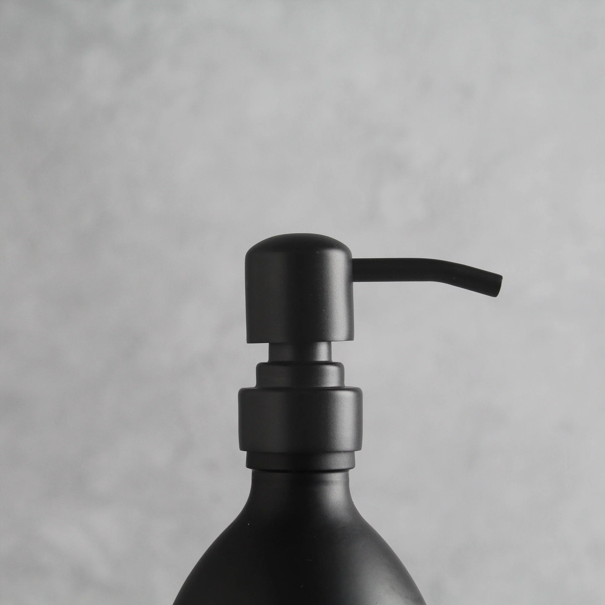 Labelled Matte Black Glass Dispenser Bottle With Matte Black Pump - Image 10