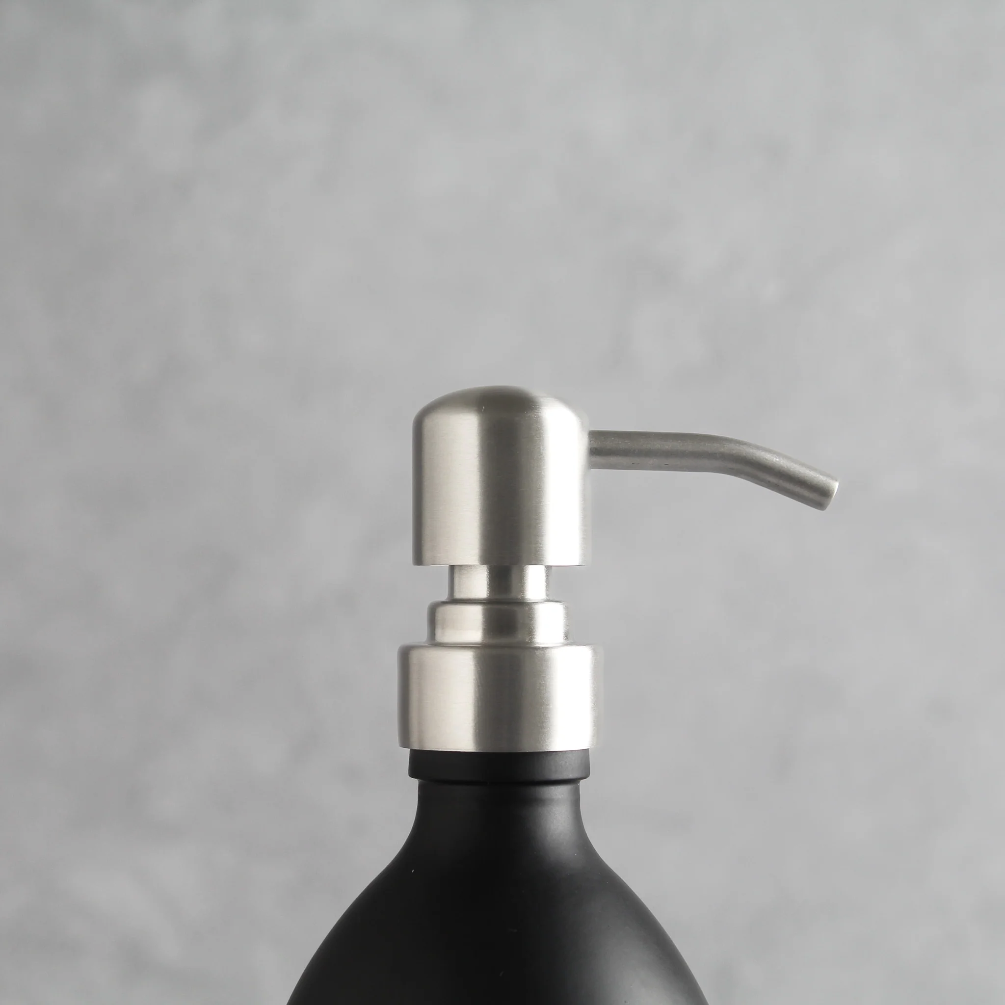 Labelled Matte Black Glass Dispenser Bottle With Silver Pump - Image 5