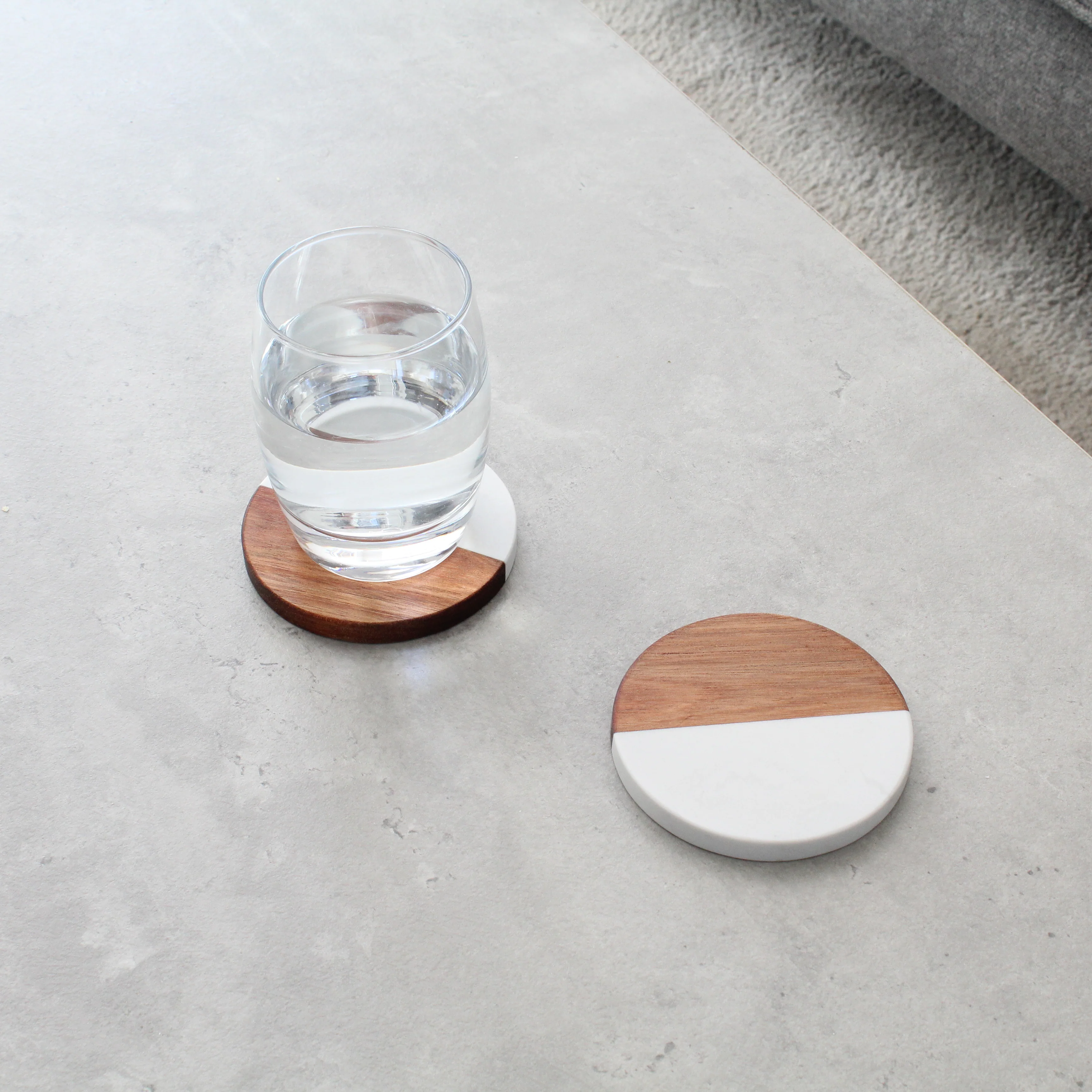 Marble & Acacia Circle Coasters - Image 11
