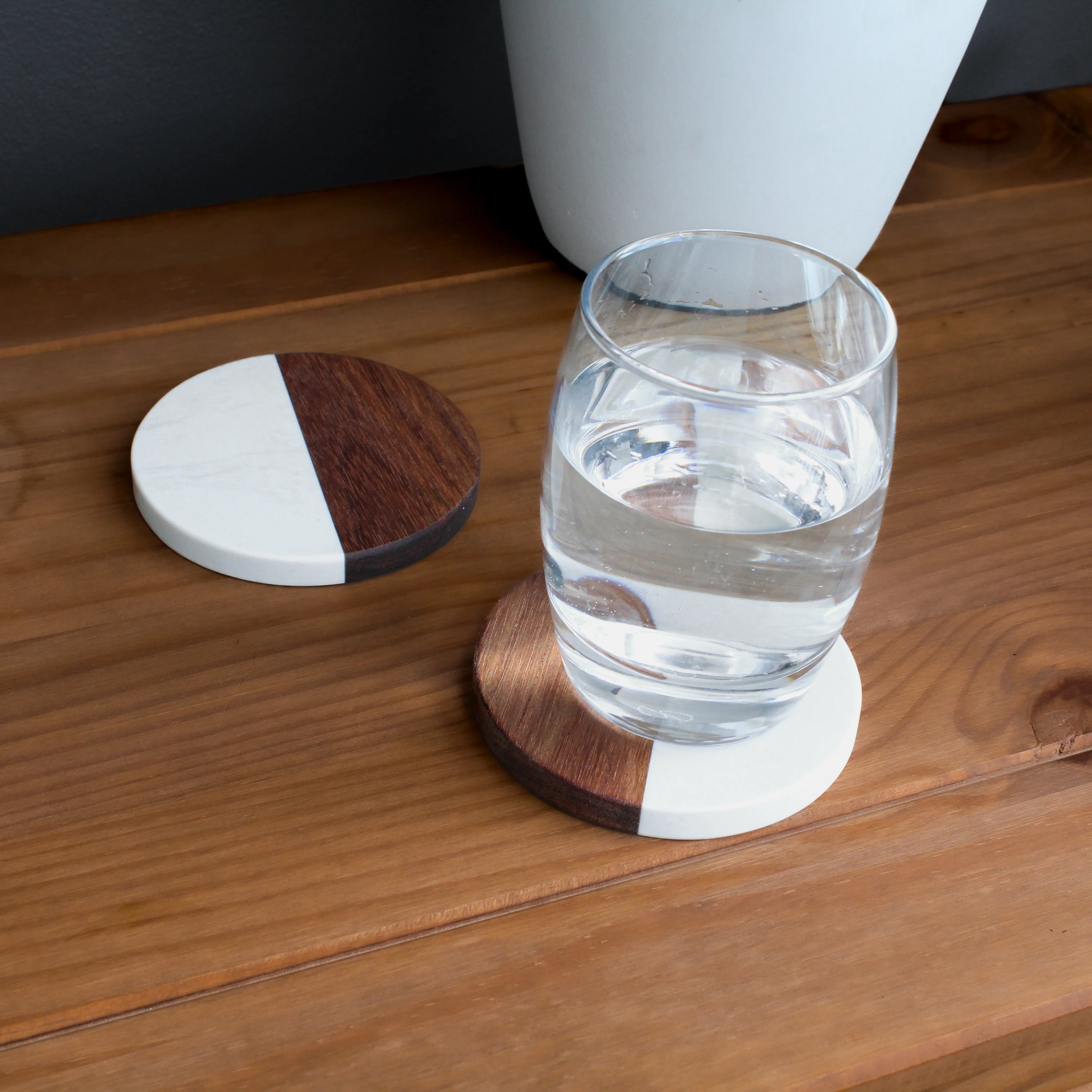Marble & Acacia Circle Coasters - Image 12