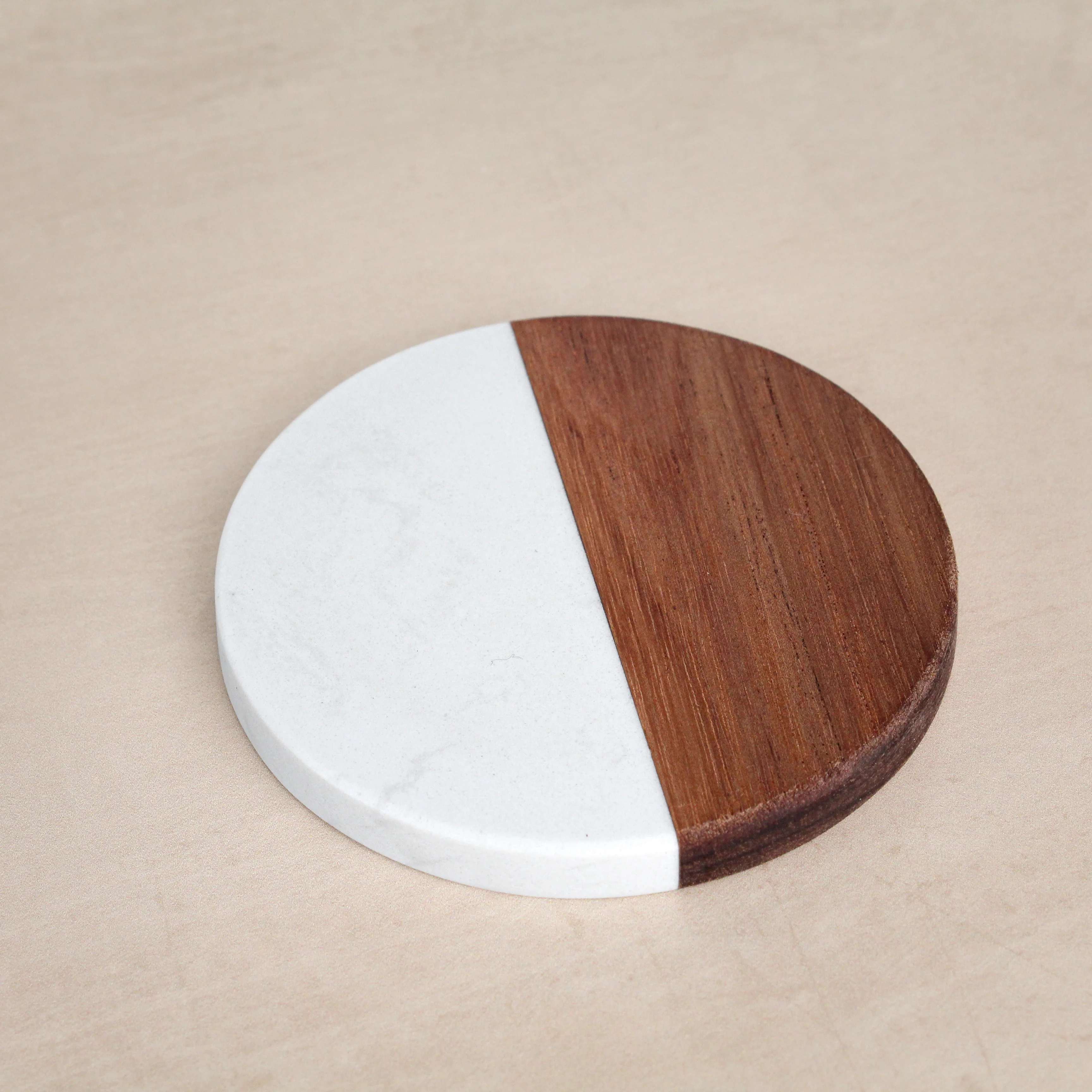 Marble & Acacia Circle Coasters - Image 4