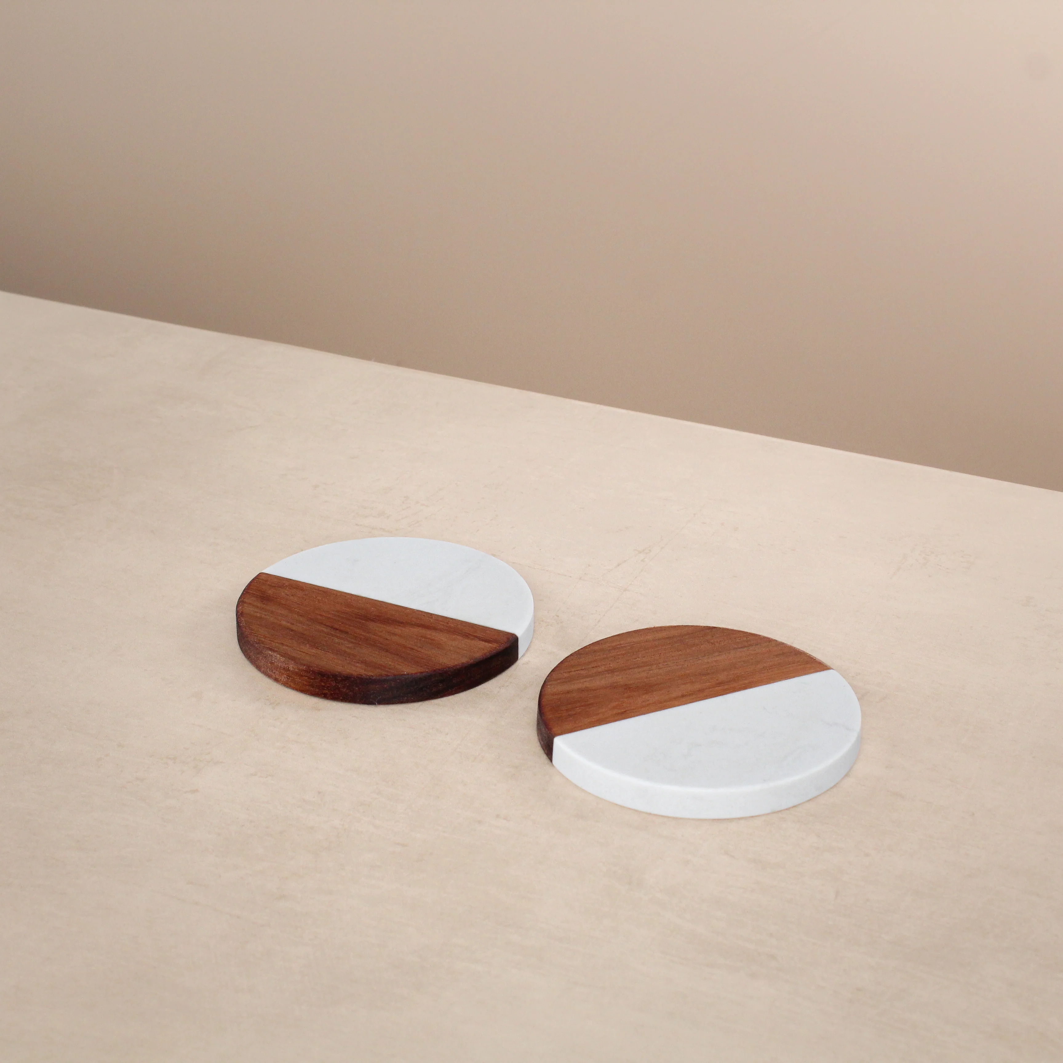 Marble & Acacia Circle Coasters - Image 5