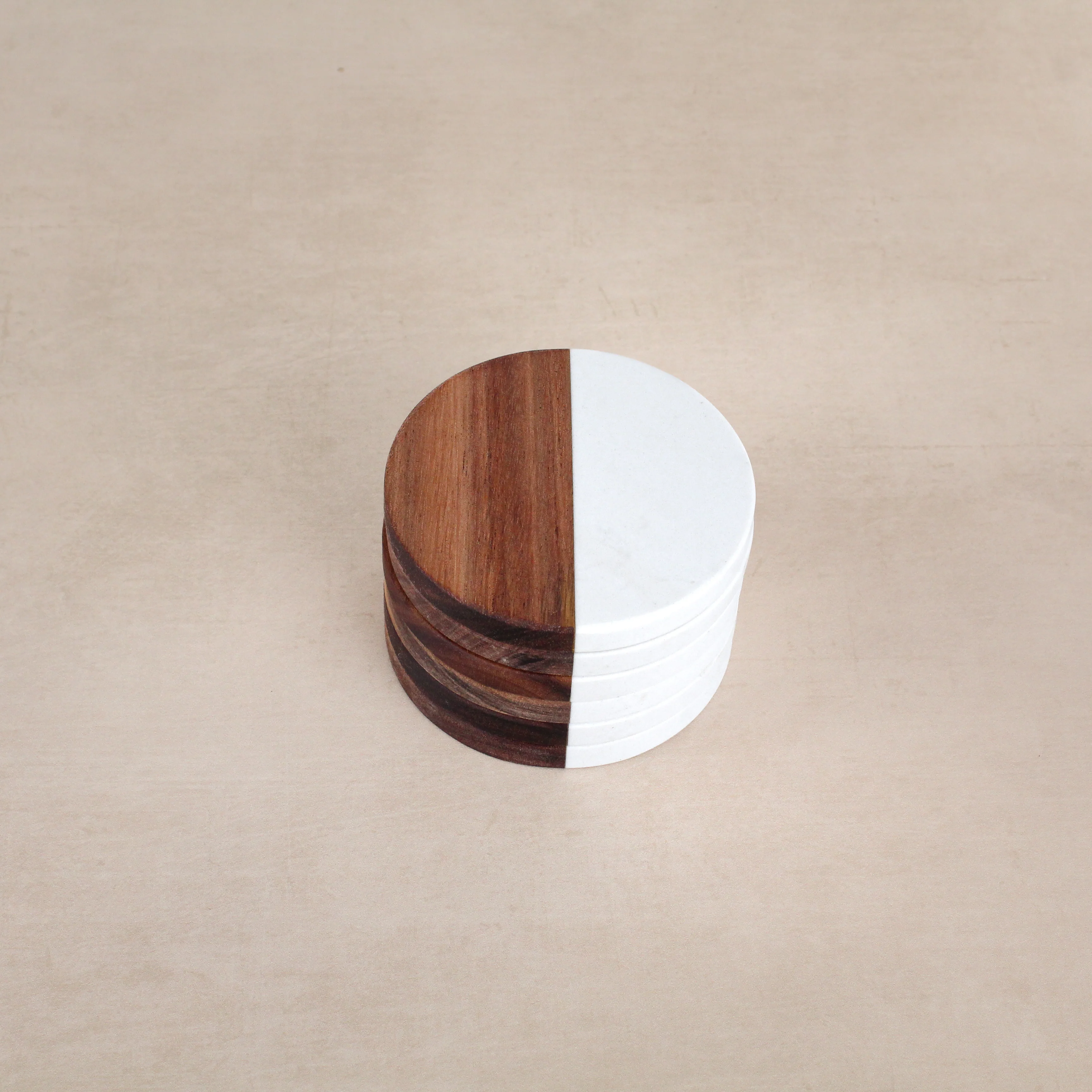 Marble & Acacia Circle Coasters - Image 7