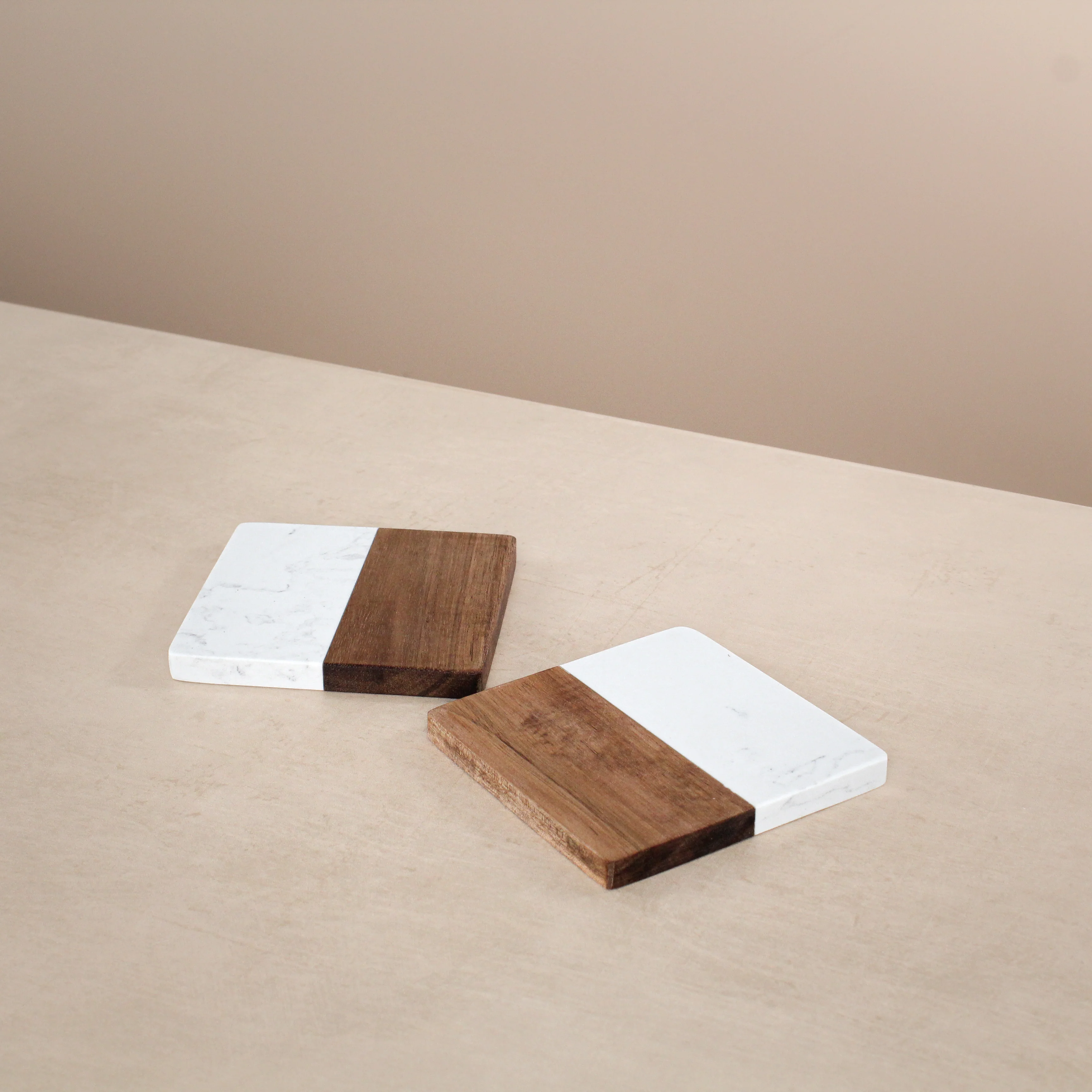 Marble & Acacia Square Coasters - Image 2