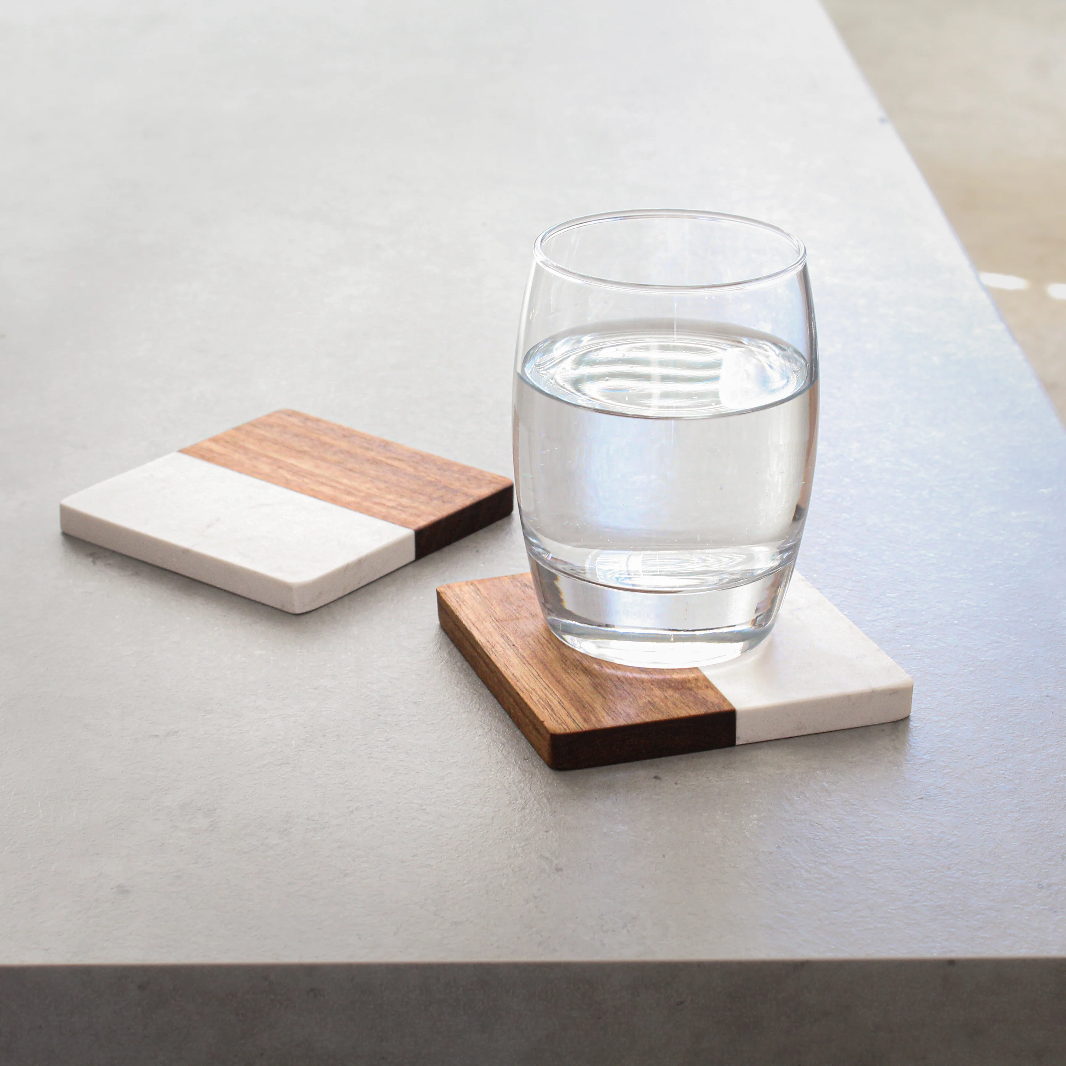 Marble & Acacia Square Coasters - Image 3