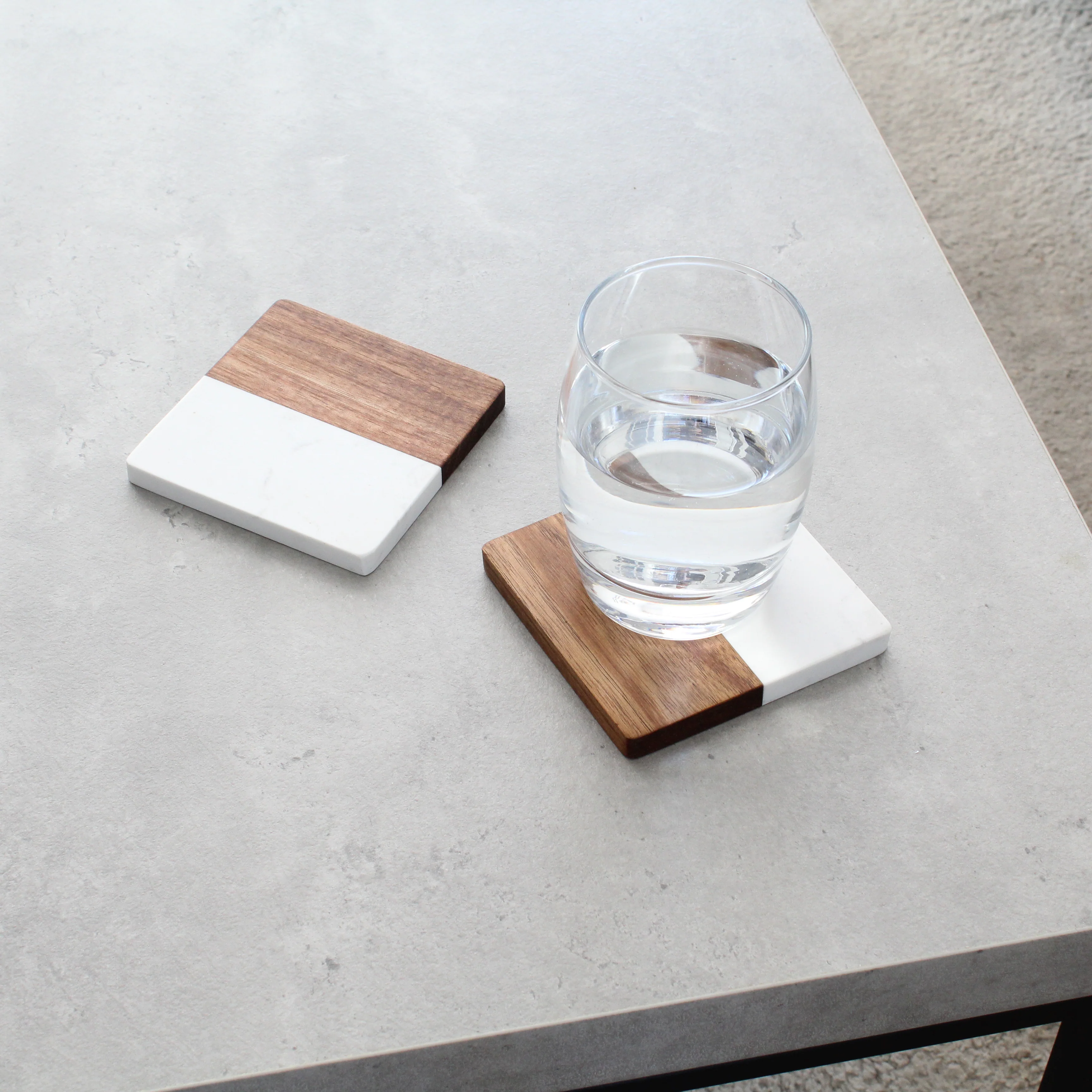 Marble & Acacia Square Coasters - Image 6