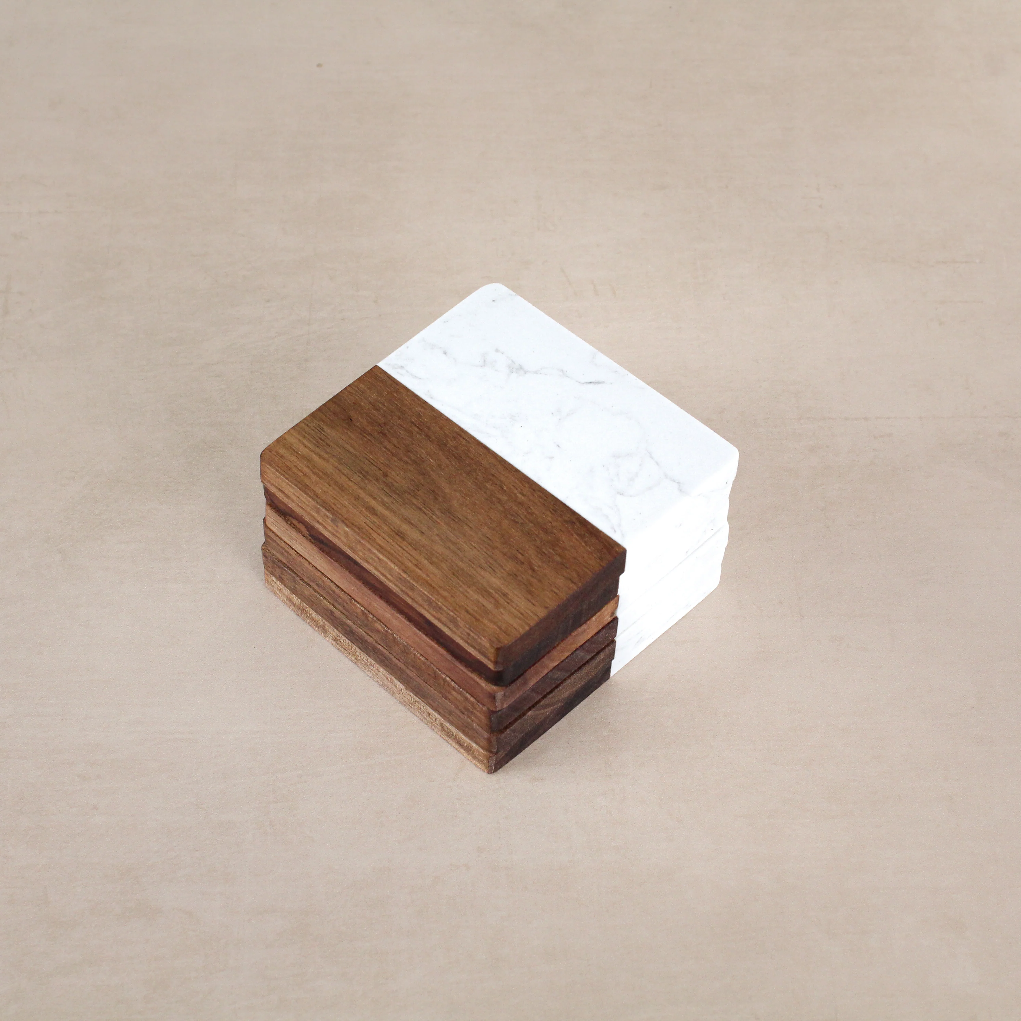 Marble & Acacia Square Coasters - Image 8