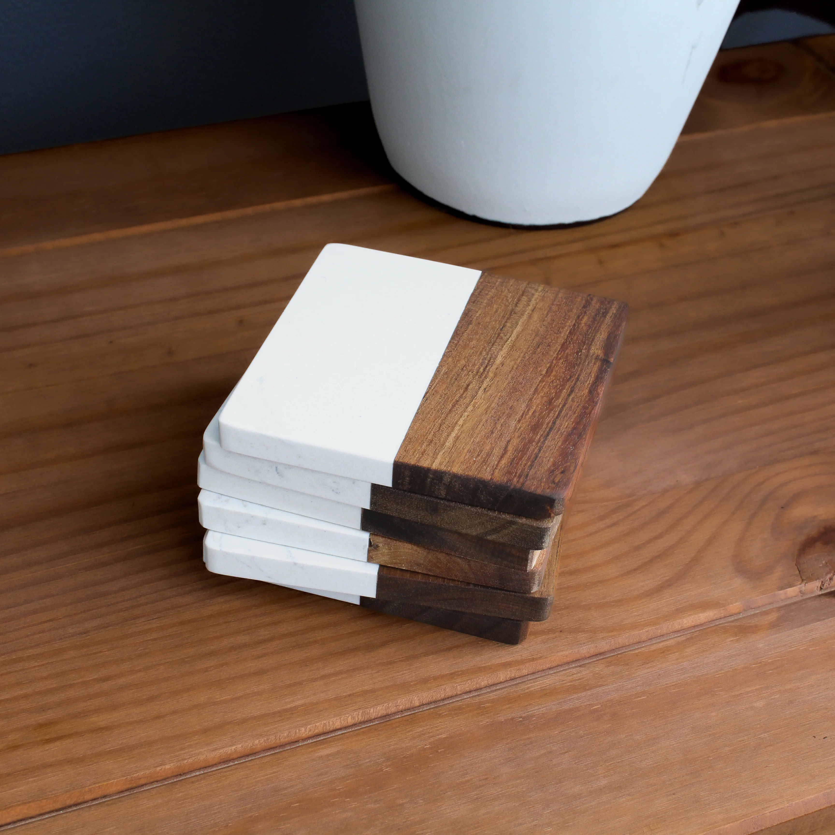 Marble & Acacia Square Coasters - Image 9