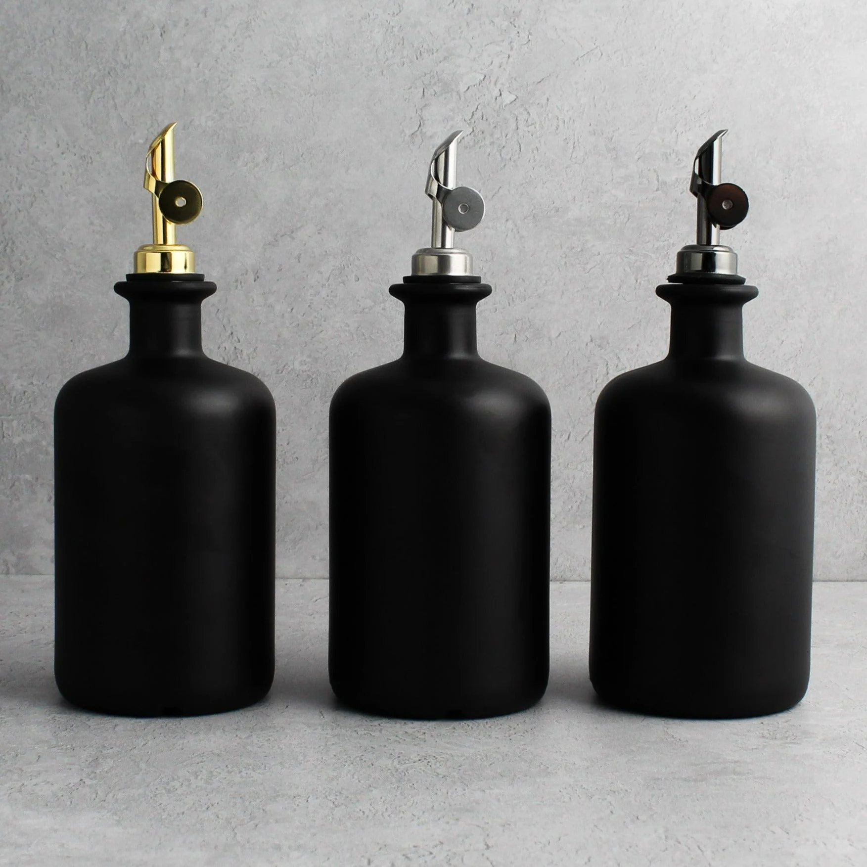 Matte Black Glass Oil Bottle