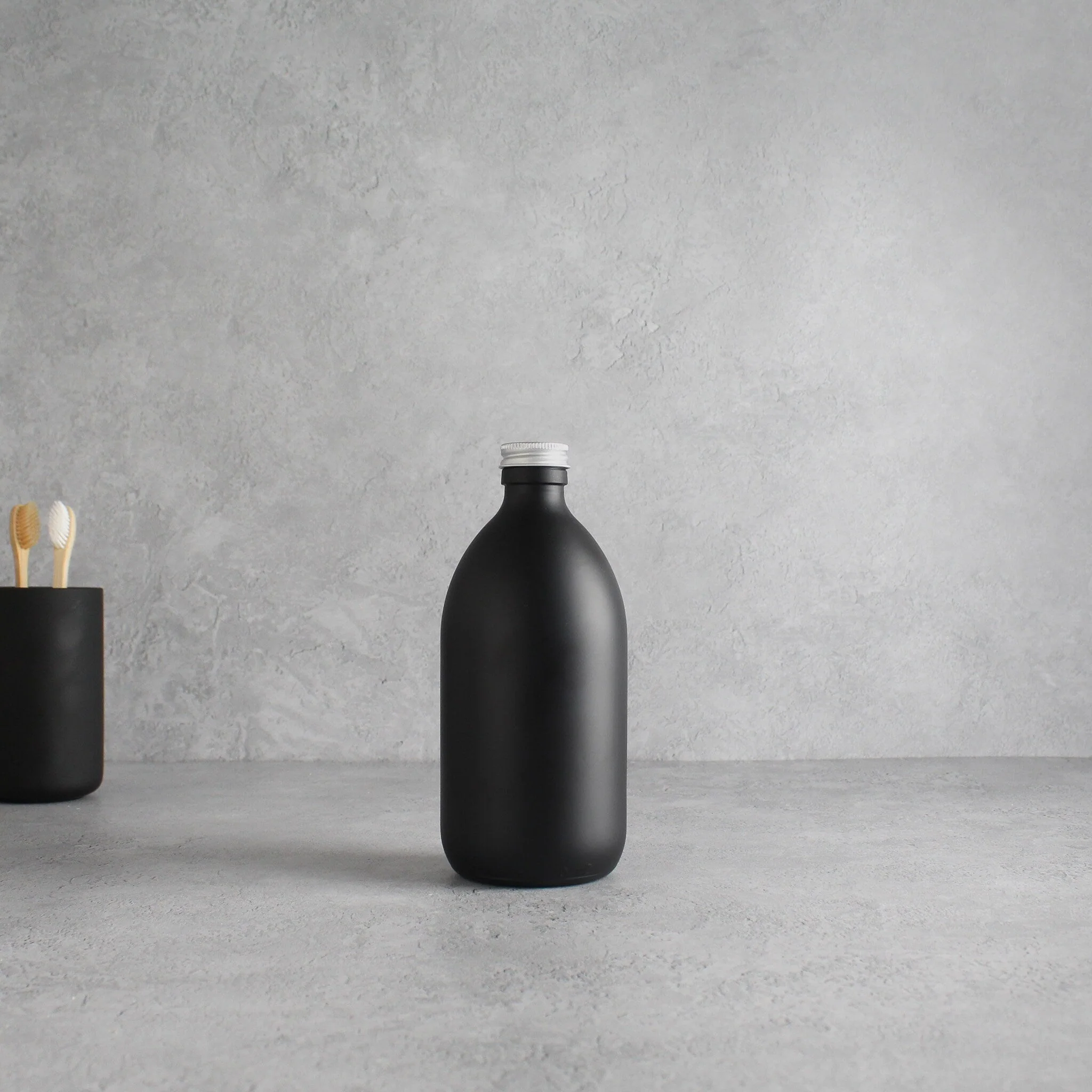 Matte Black Glass Bottle With Screw Cap - Image 4