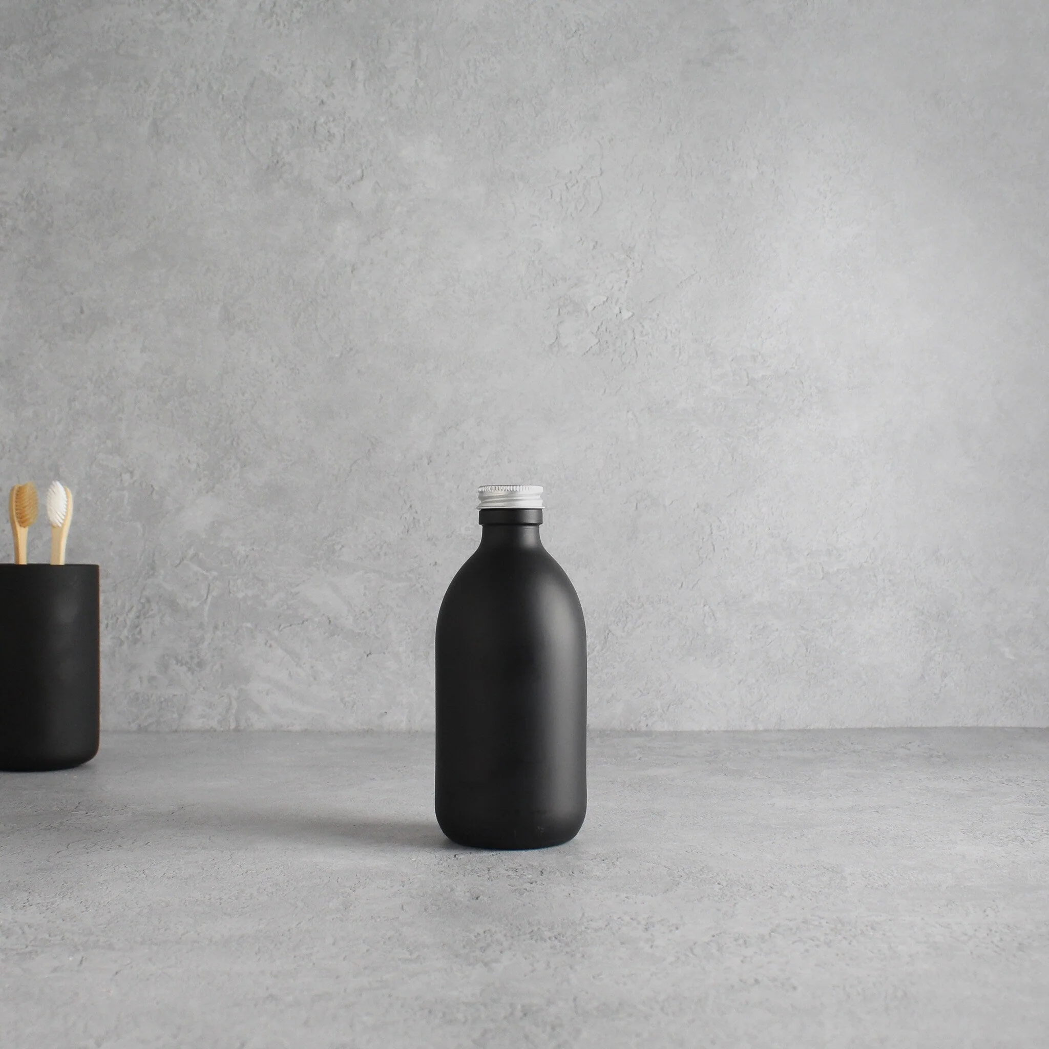 Matte Black Glass Bottle With Screw Cap - Image 5