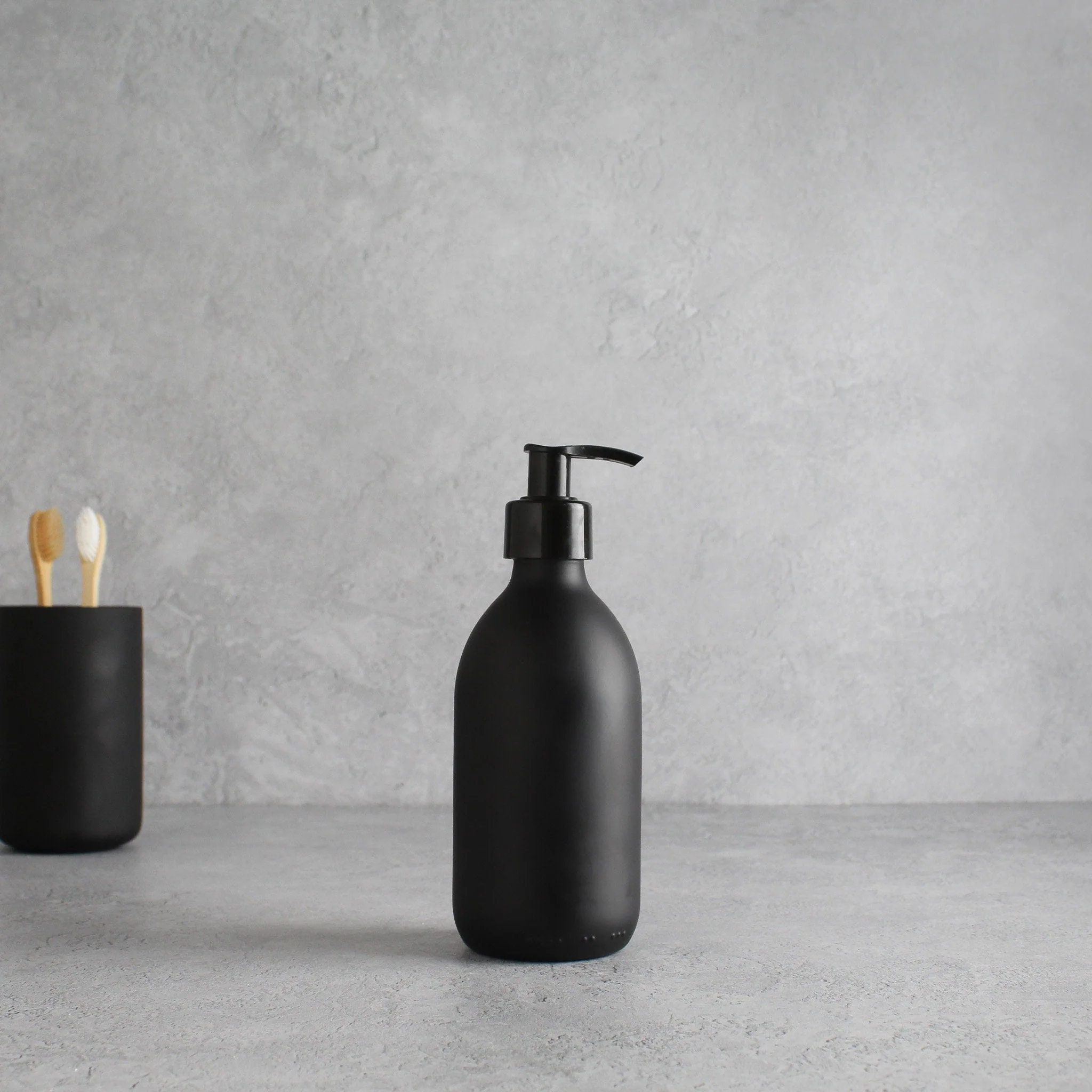 Matte Black Glass Dispenser Bottle With Black Pump - Image 5