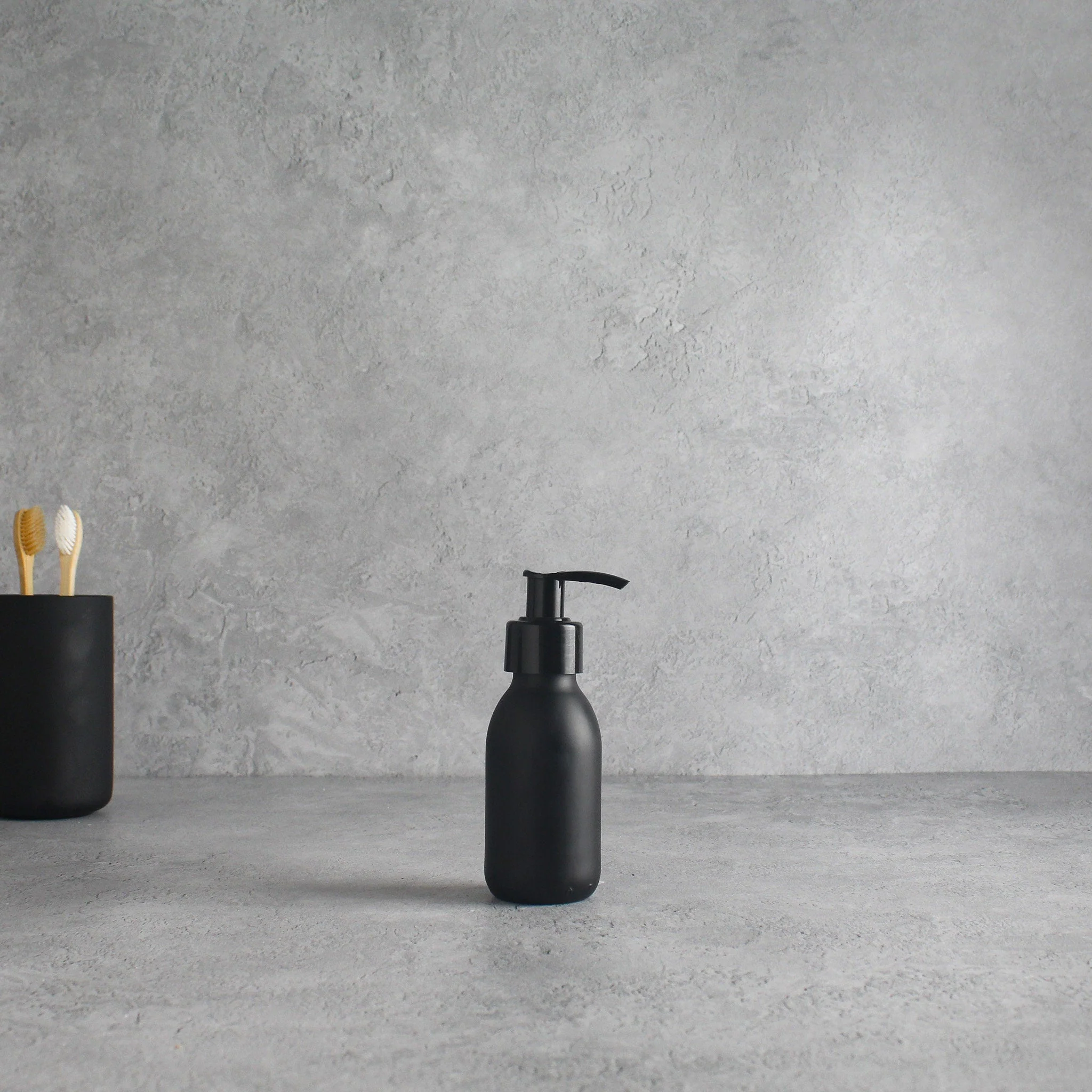 Matte Black Glass Dispenser Bottle With Black Pump - Image 6