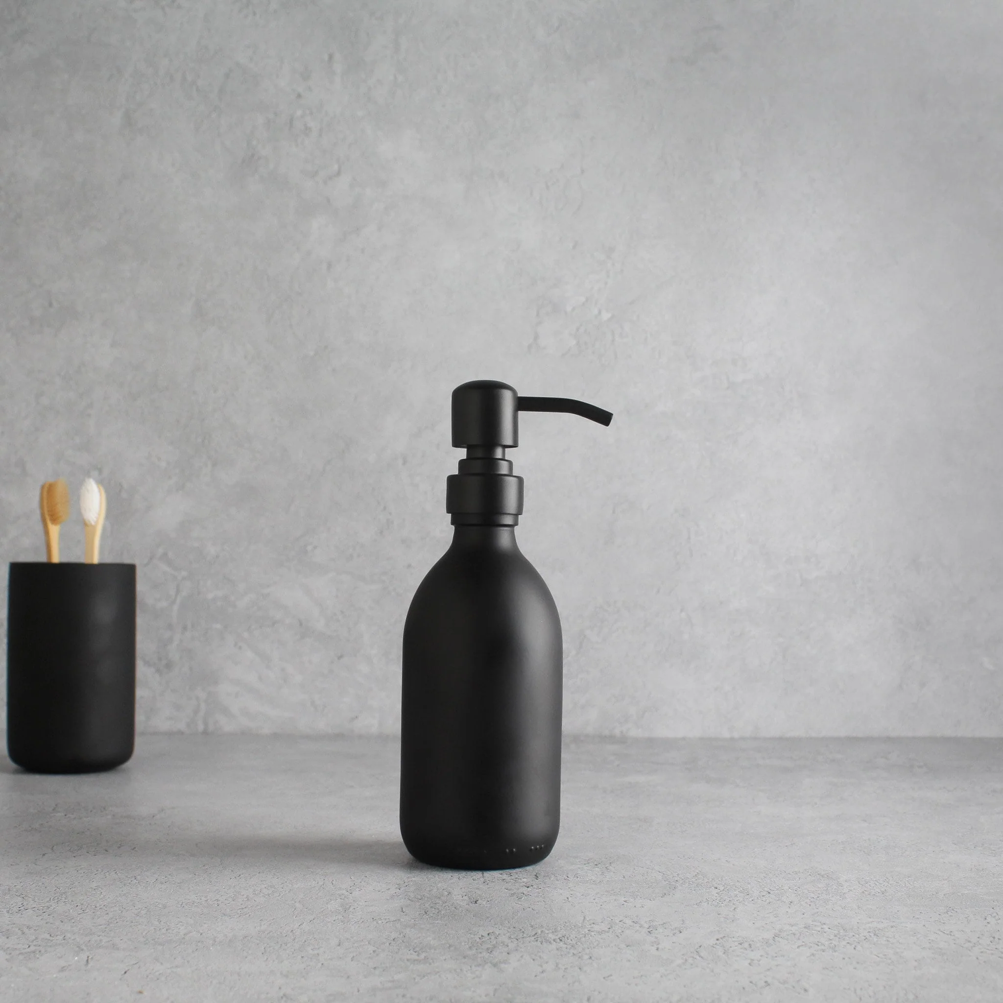 Matte Black Glass Dispenser Bottle With Matte Black Pump - Image 6