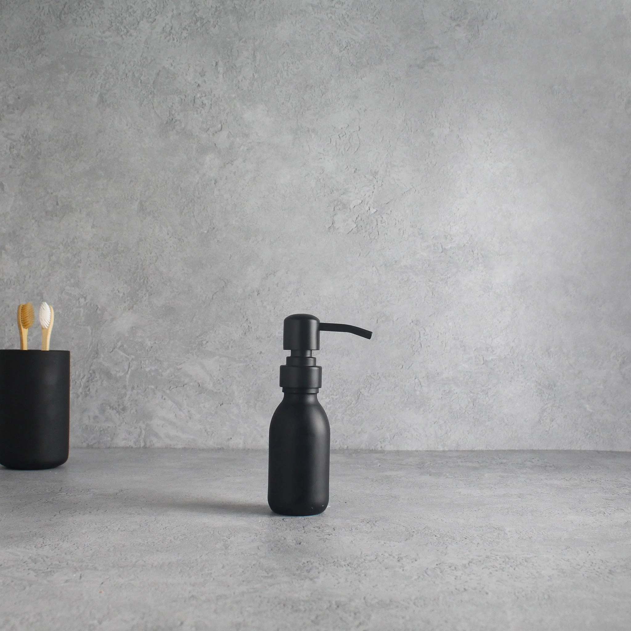 Matte Black Glass Dispenser Bottle With Matte Black Pump - Image 7