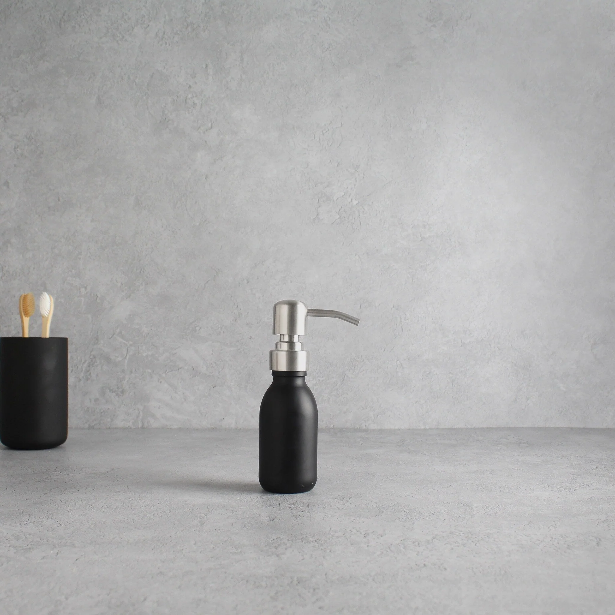 Matte Black Glass Dispenser Bottle With Silver Pump - Image 6