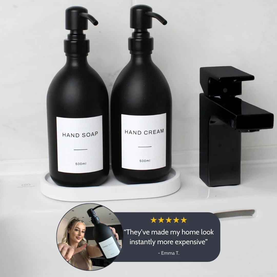White Tray & Matte Black Dispenser Double Set - Image 3