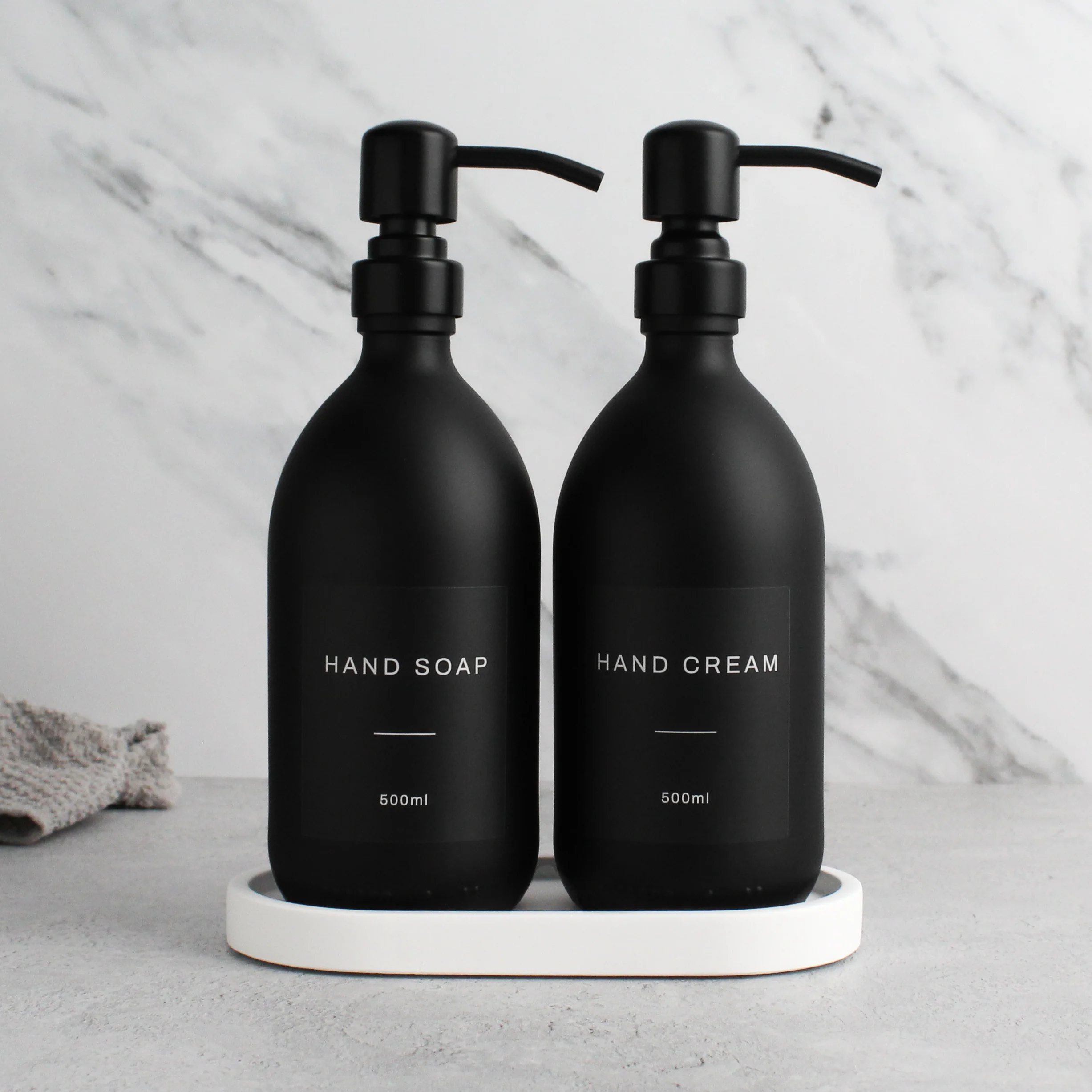White Tray & Matte Black Dispenser Double Set - Image 7