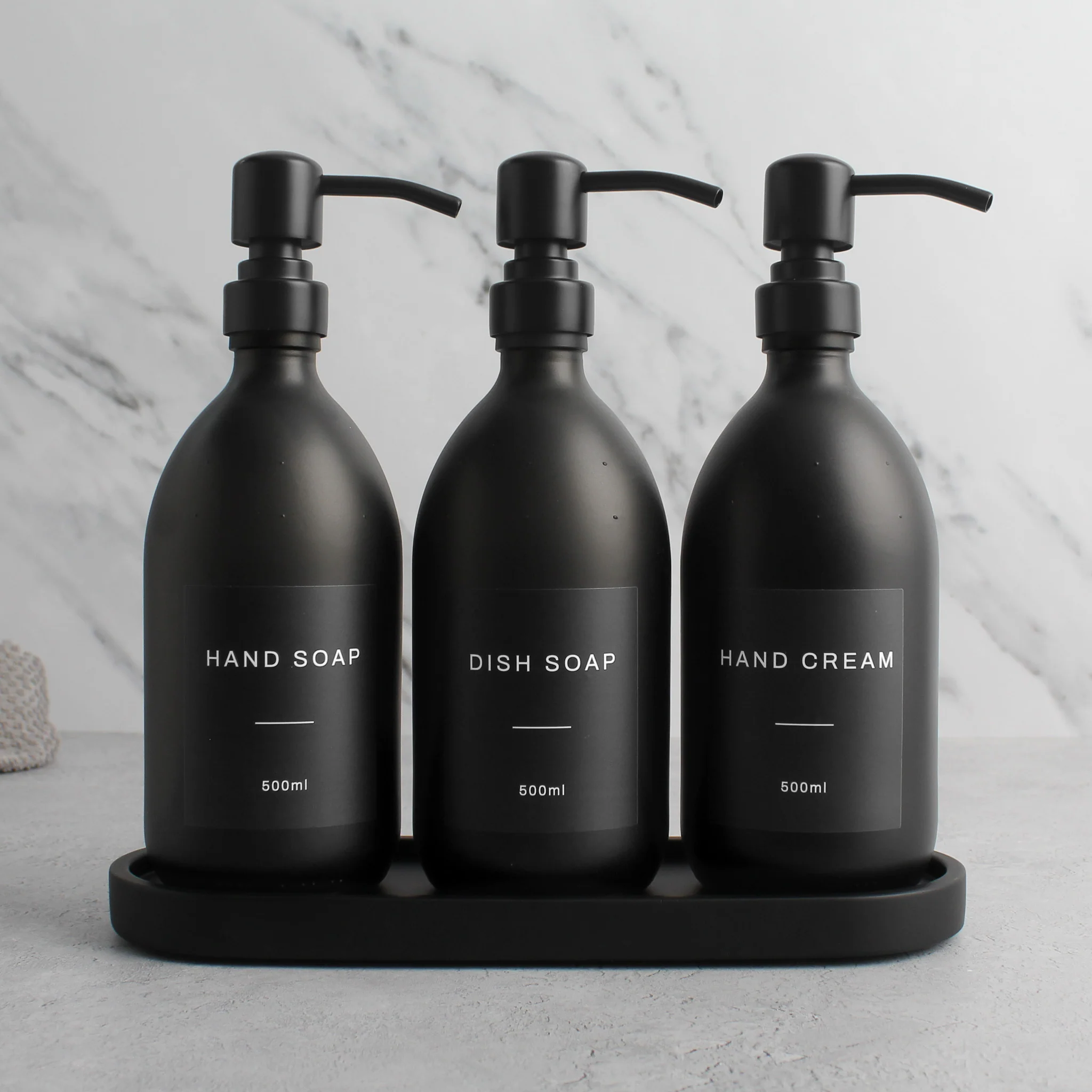 Black Tray & Matte Black Dispenser Triple Set - Image 10