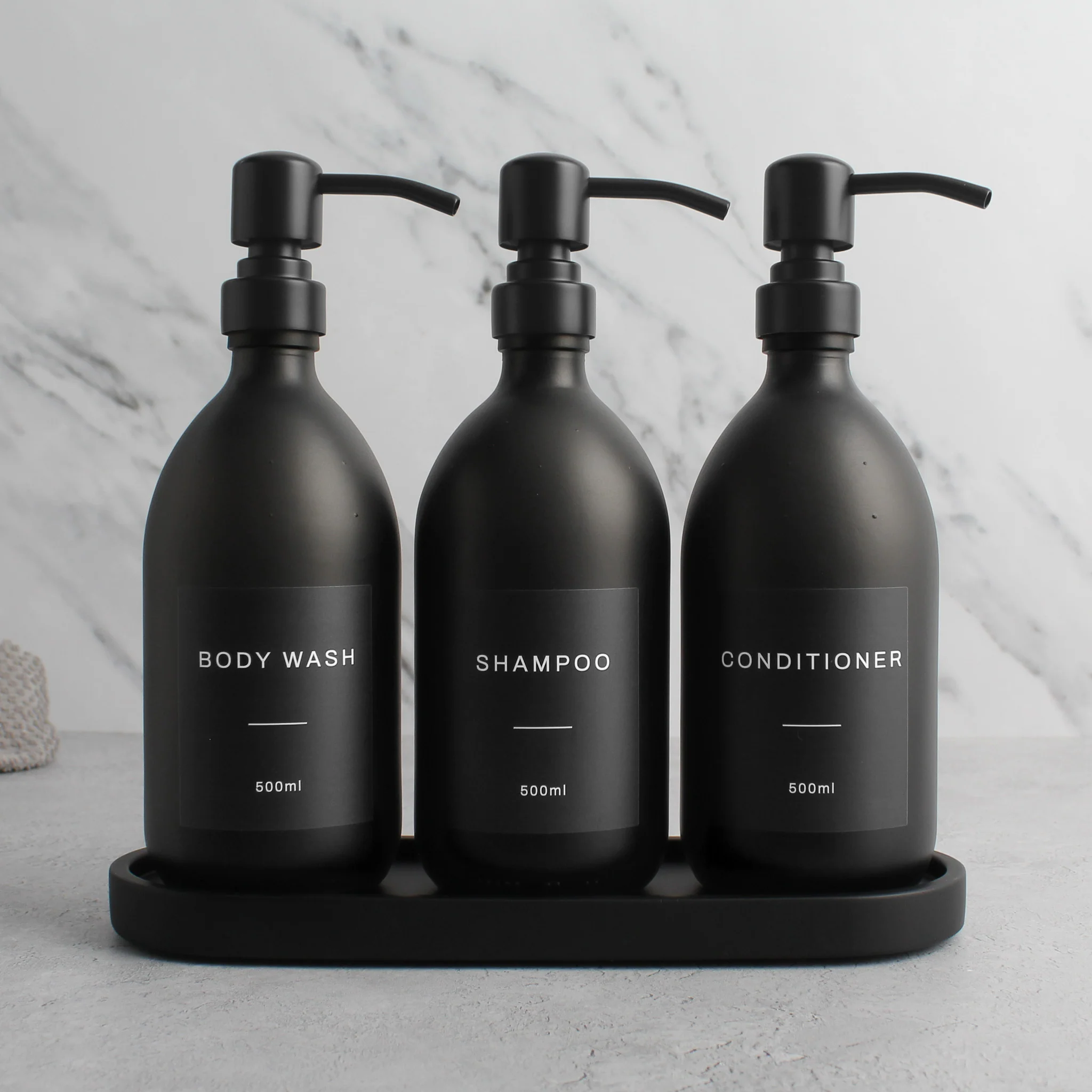 Black Tray & Matte Black Dispenser Triple Set - Image 8
