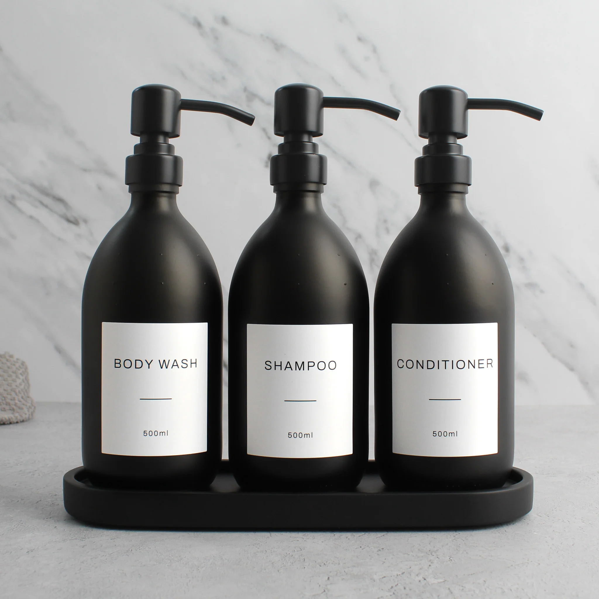 Black Tray & Matte Black Dispenser Triple Set - Image 9