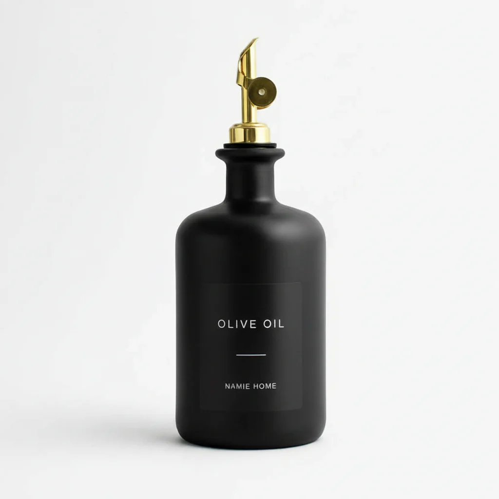 Matte Black Glass Oil Bottle - Wholesale - Image 2