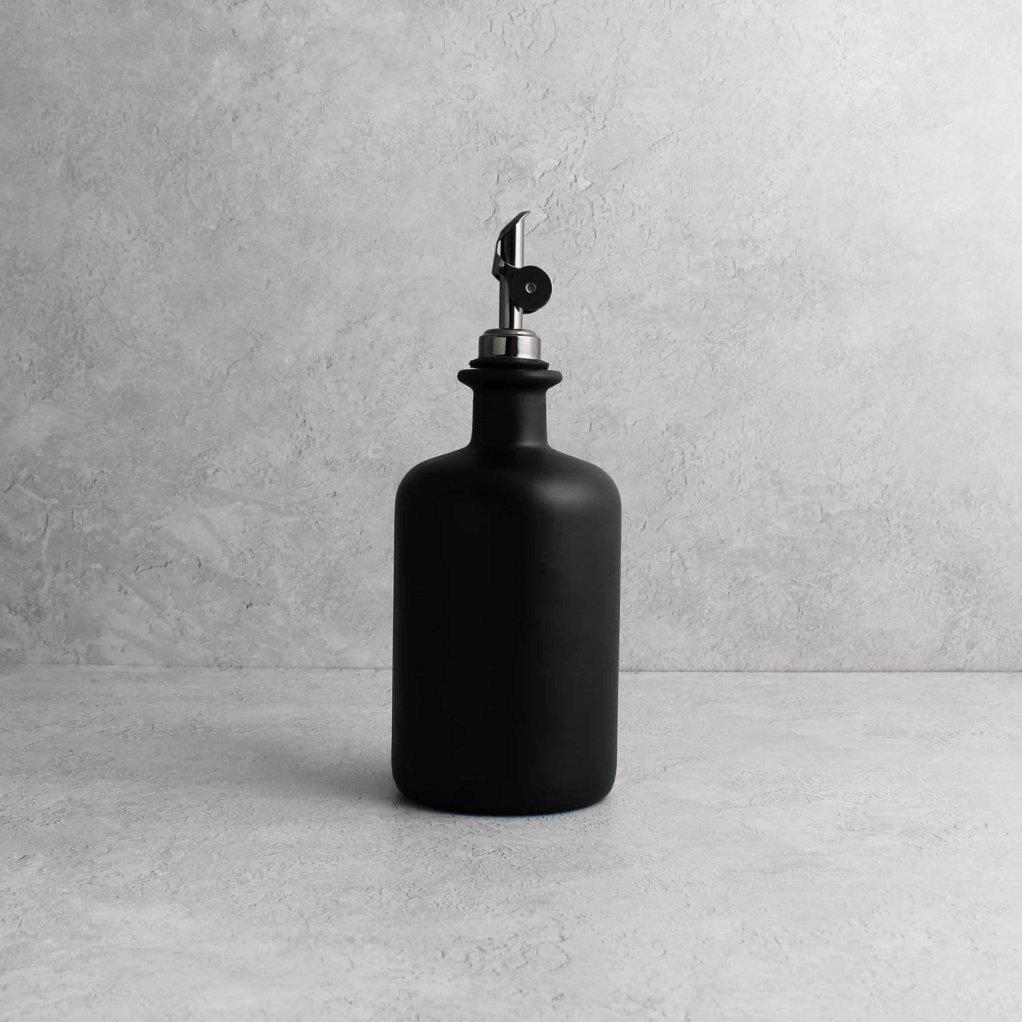 Matte Black Glass Oil Bottle With Label - Image 4