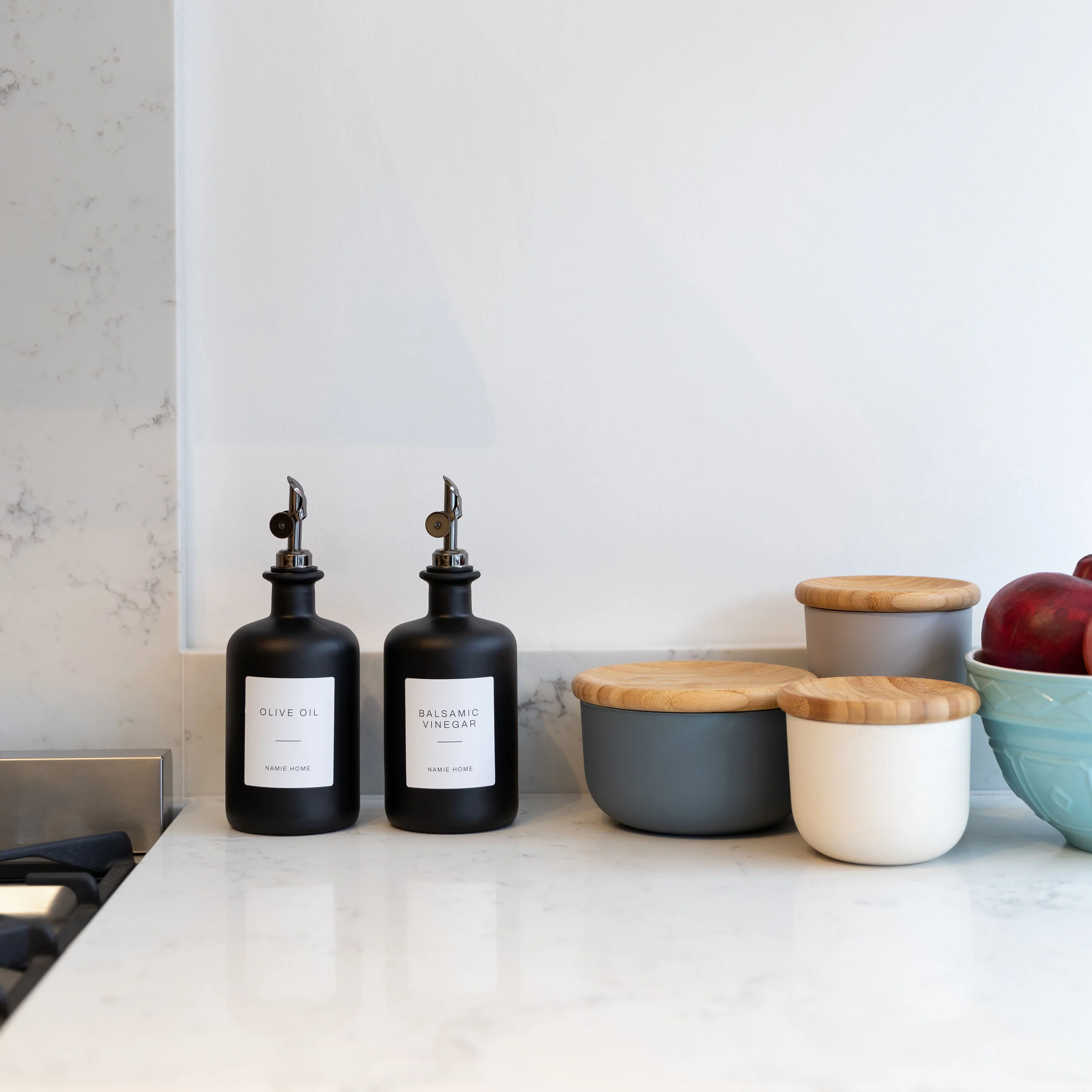 Matte Black Glass Oil Bottle With Label - Image 10