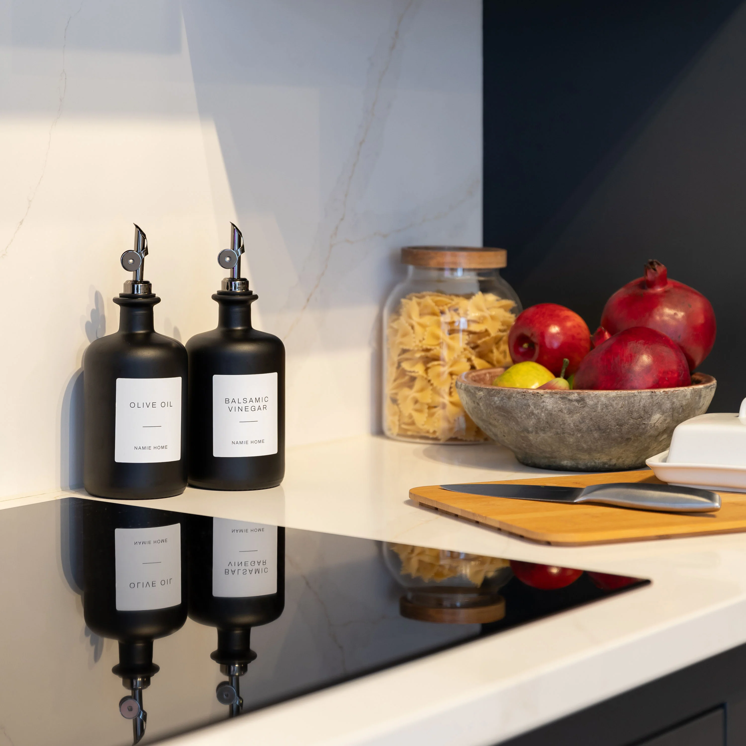 Matte Black Glass Oil Bottle With Label - Image 11