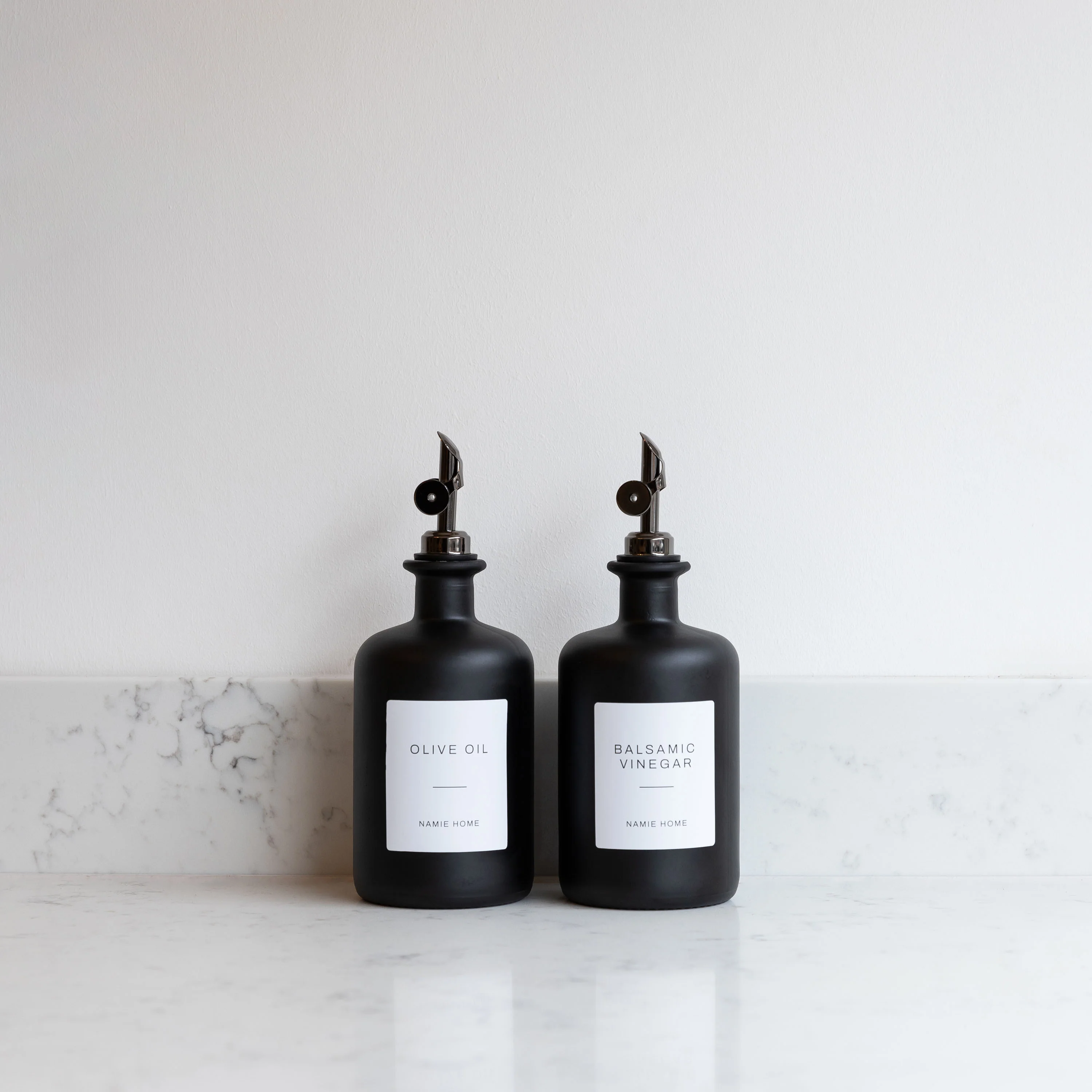 Matte Black Glass Oil Bottle With Label - Image 13
