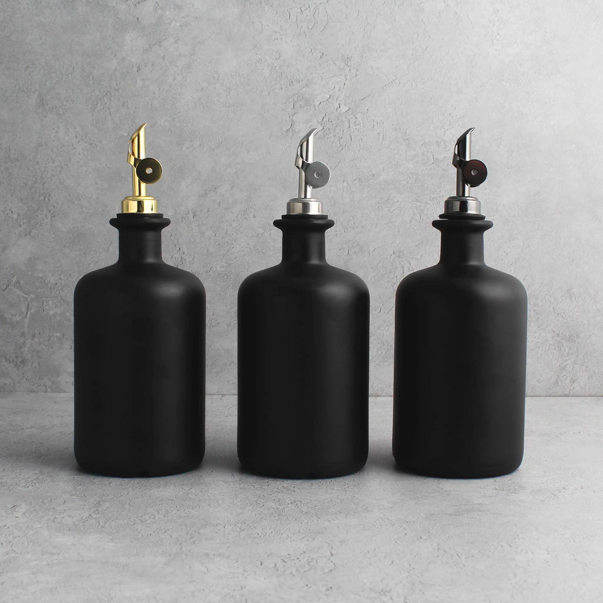 Matte Black Glass Oil Bottle With Label - Image 14