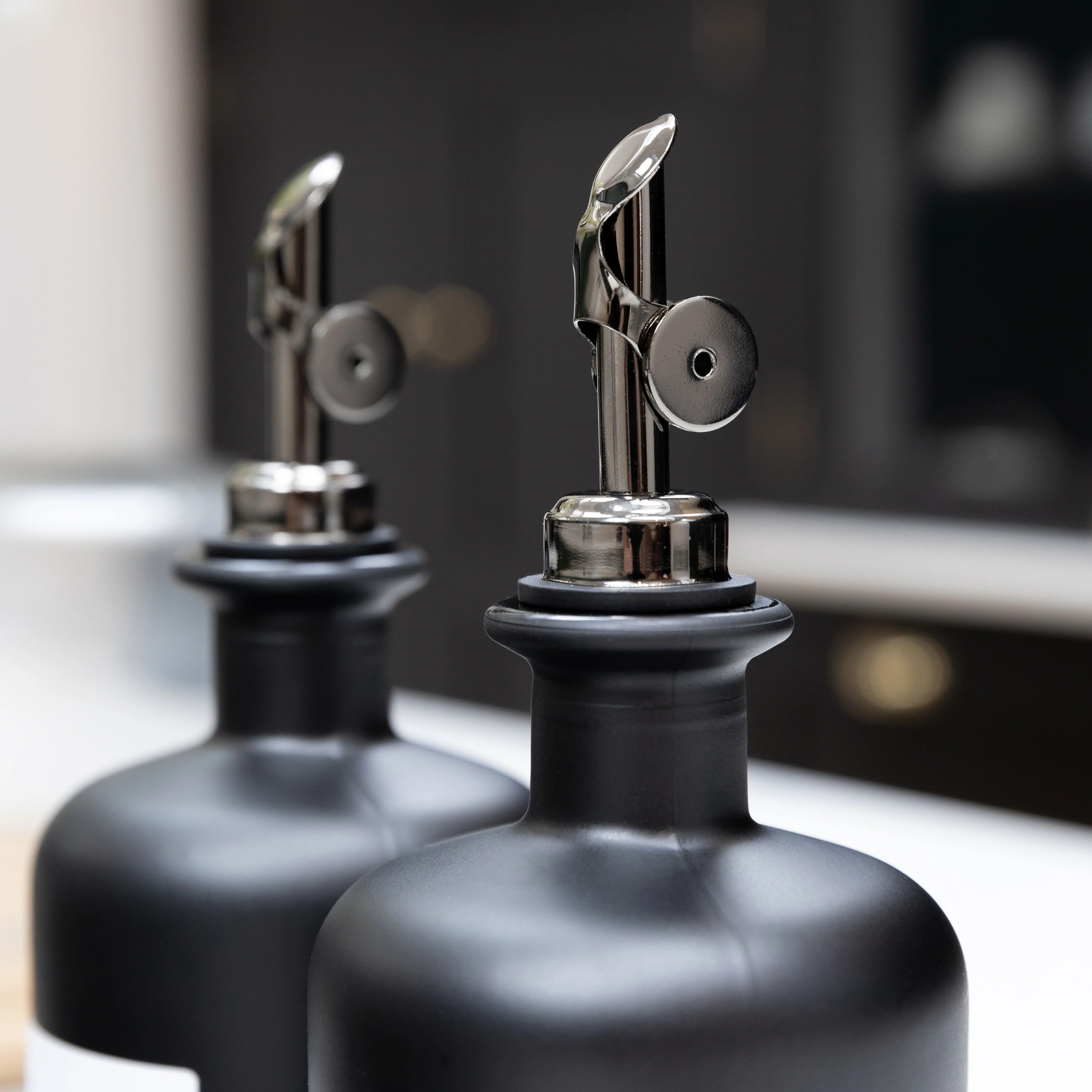Matte Black Glass Oil Bottle With Label - Image 5