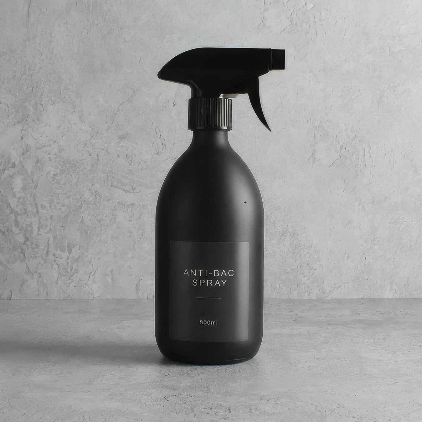 Matte Black Glass Spray Bottle With Label