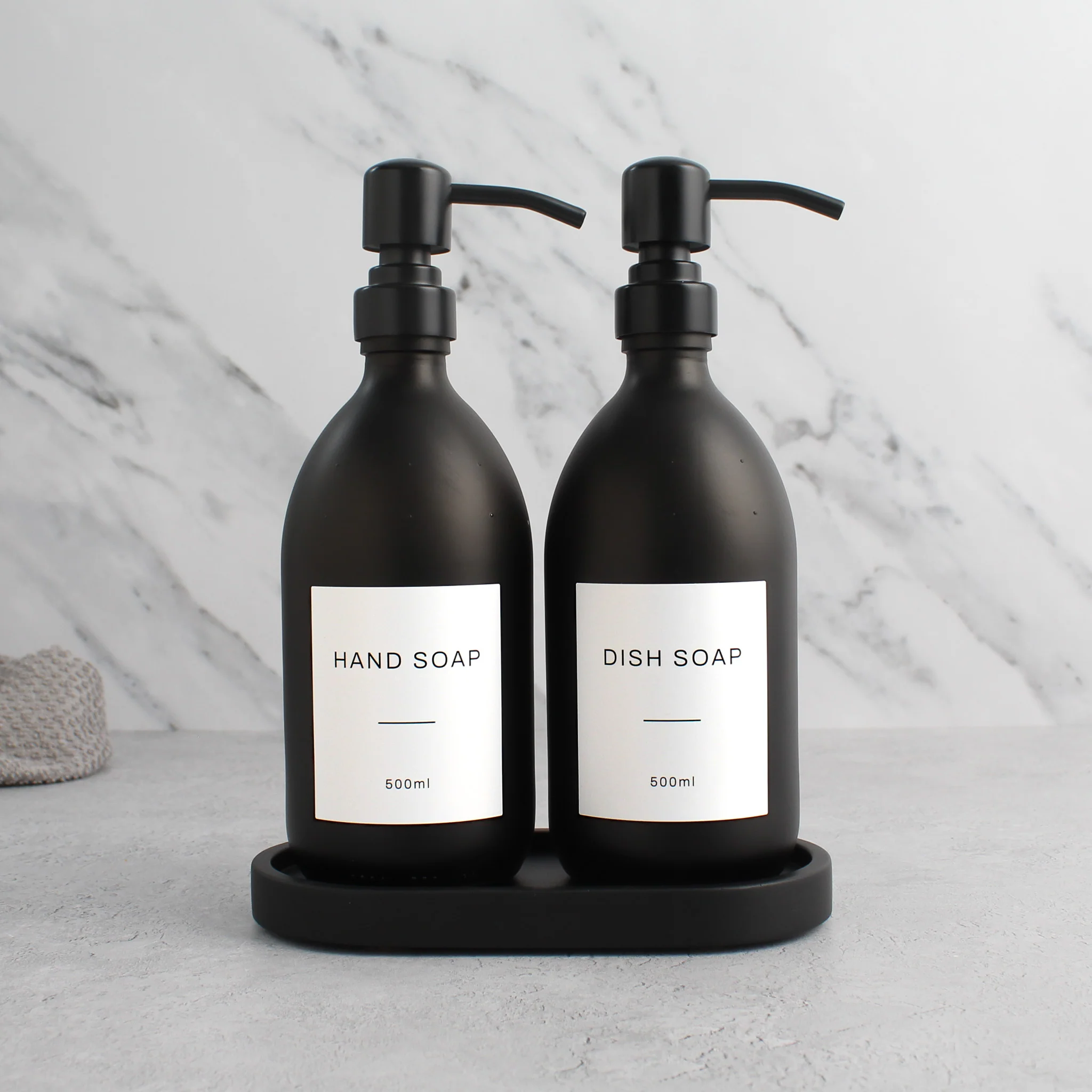 Hand Soap & Dish Soap Matte Black Glass Set - Image 27