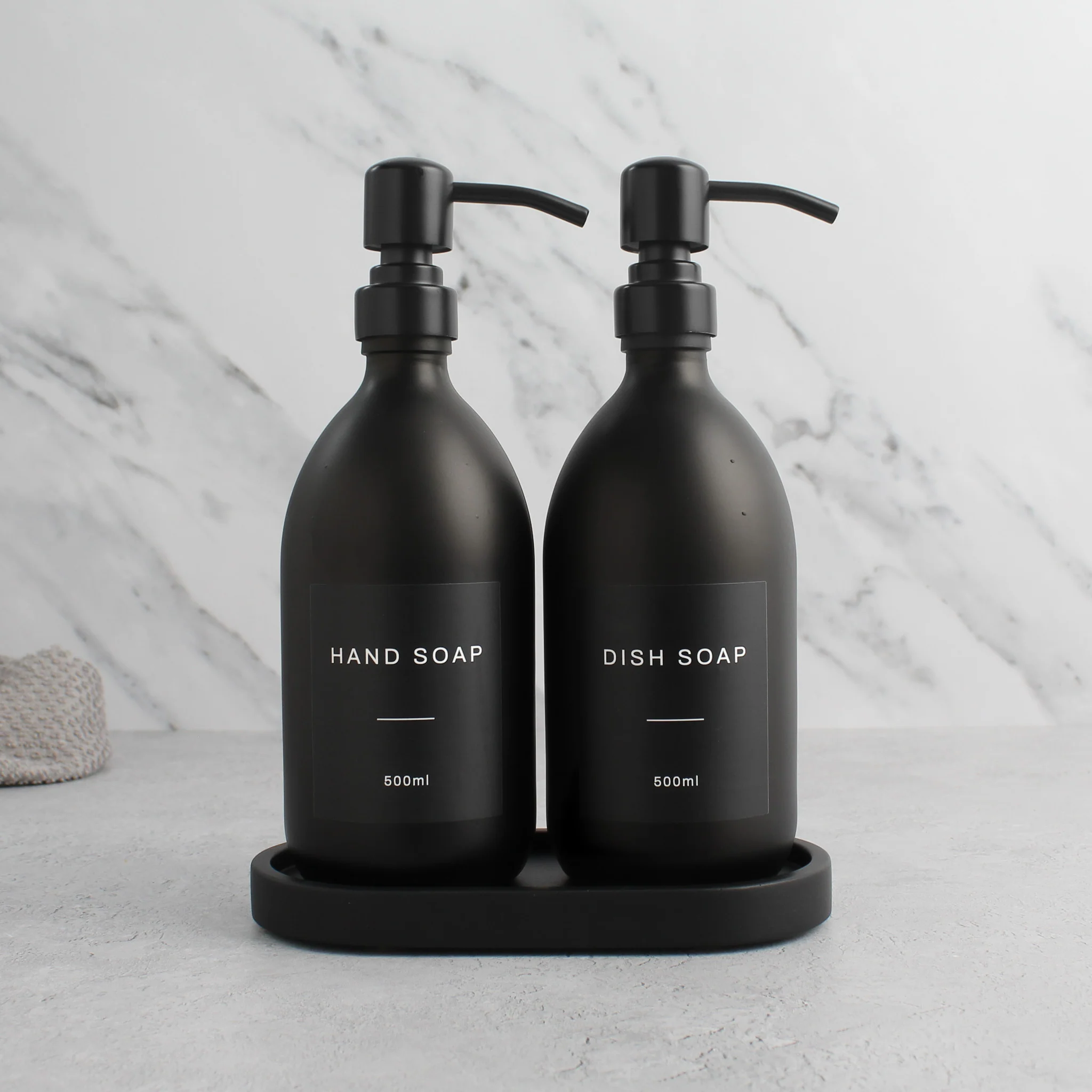 Hand Soap & Dish Soap Matte Black Glass Set - Image 10