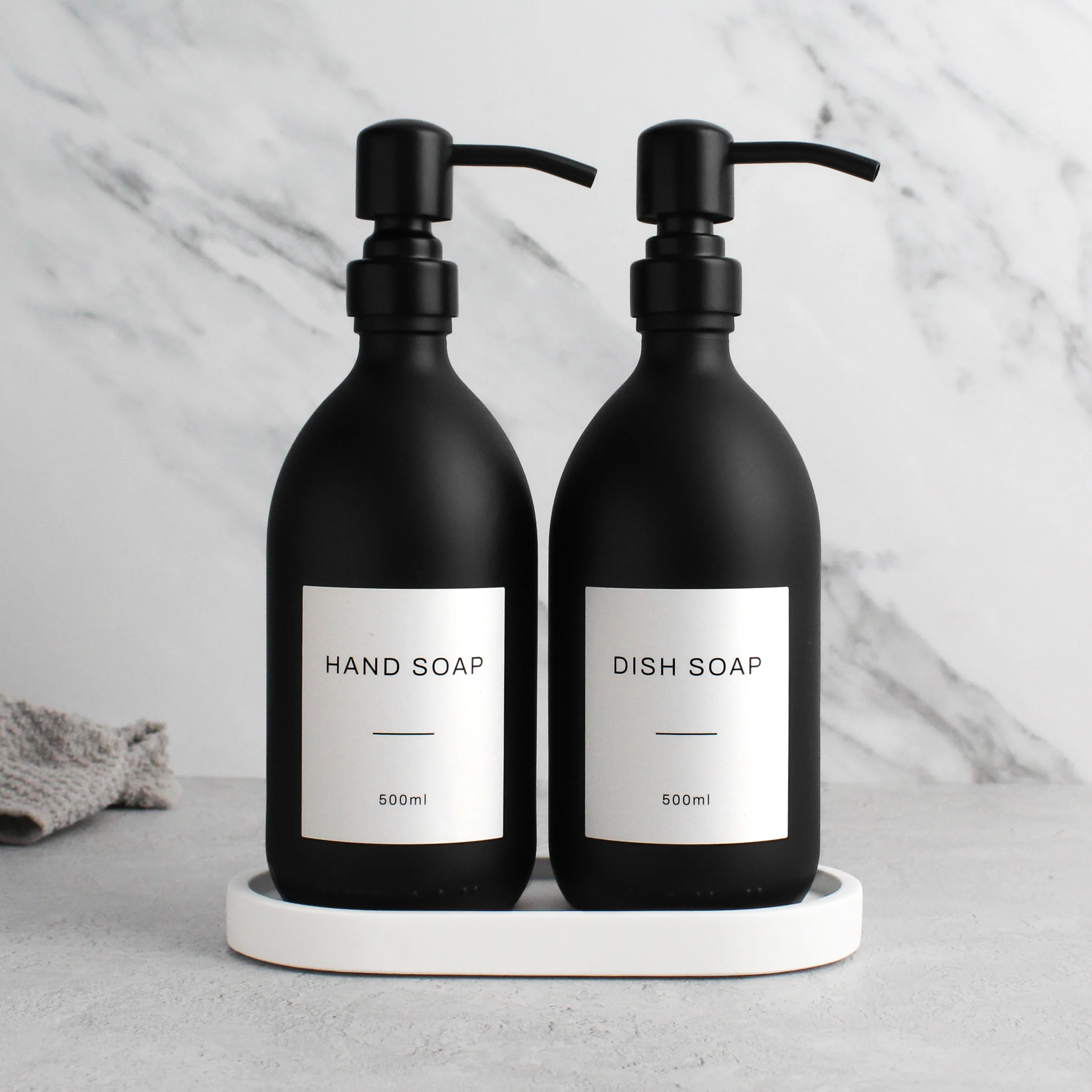 Hand Soap & Dish Soap Matte Black Glass Set - Image 28