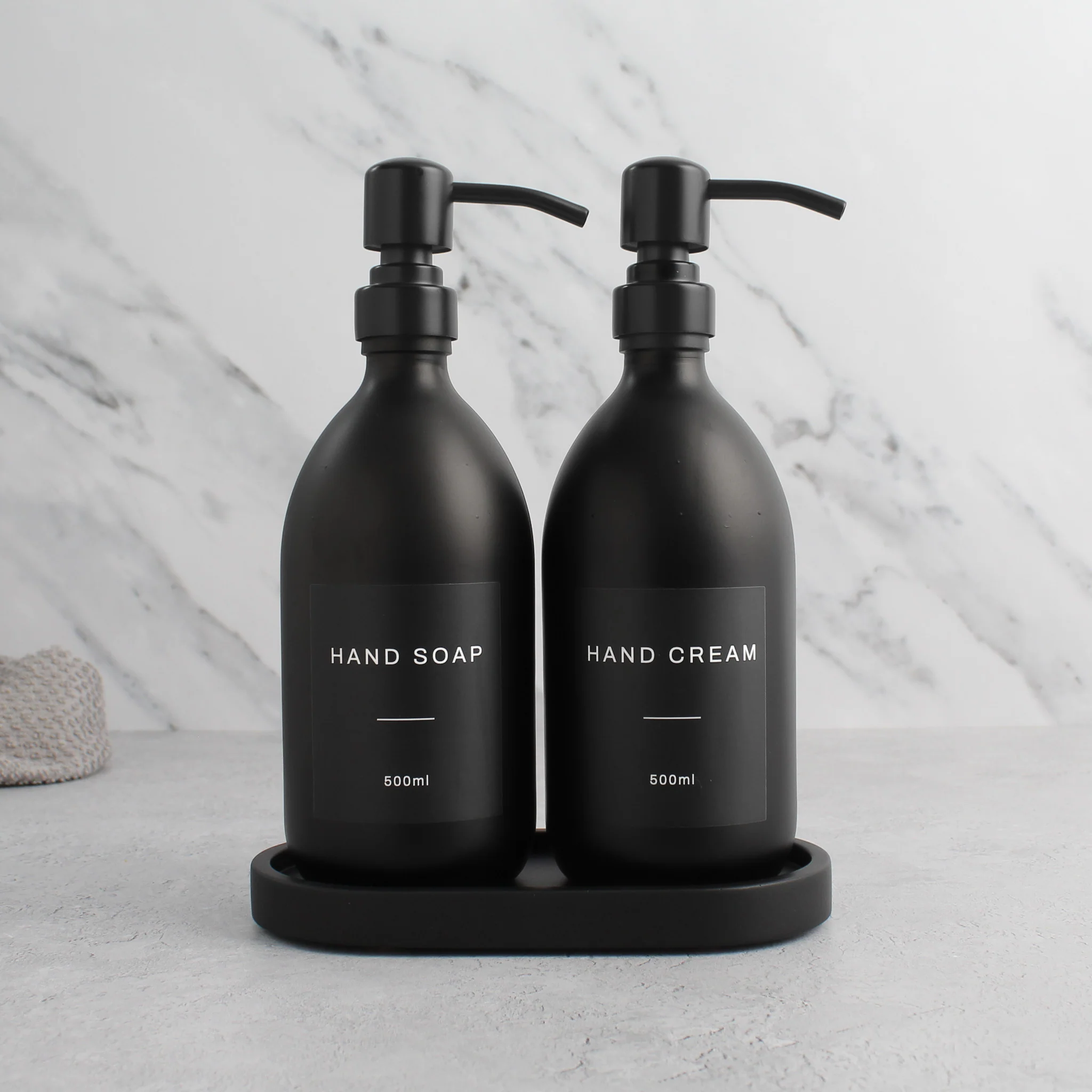 Hand Soap & Hand Cream Matte Black Glass Set - Image 10