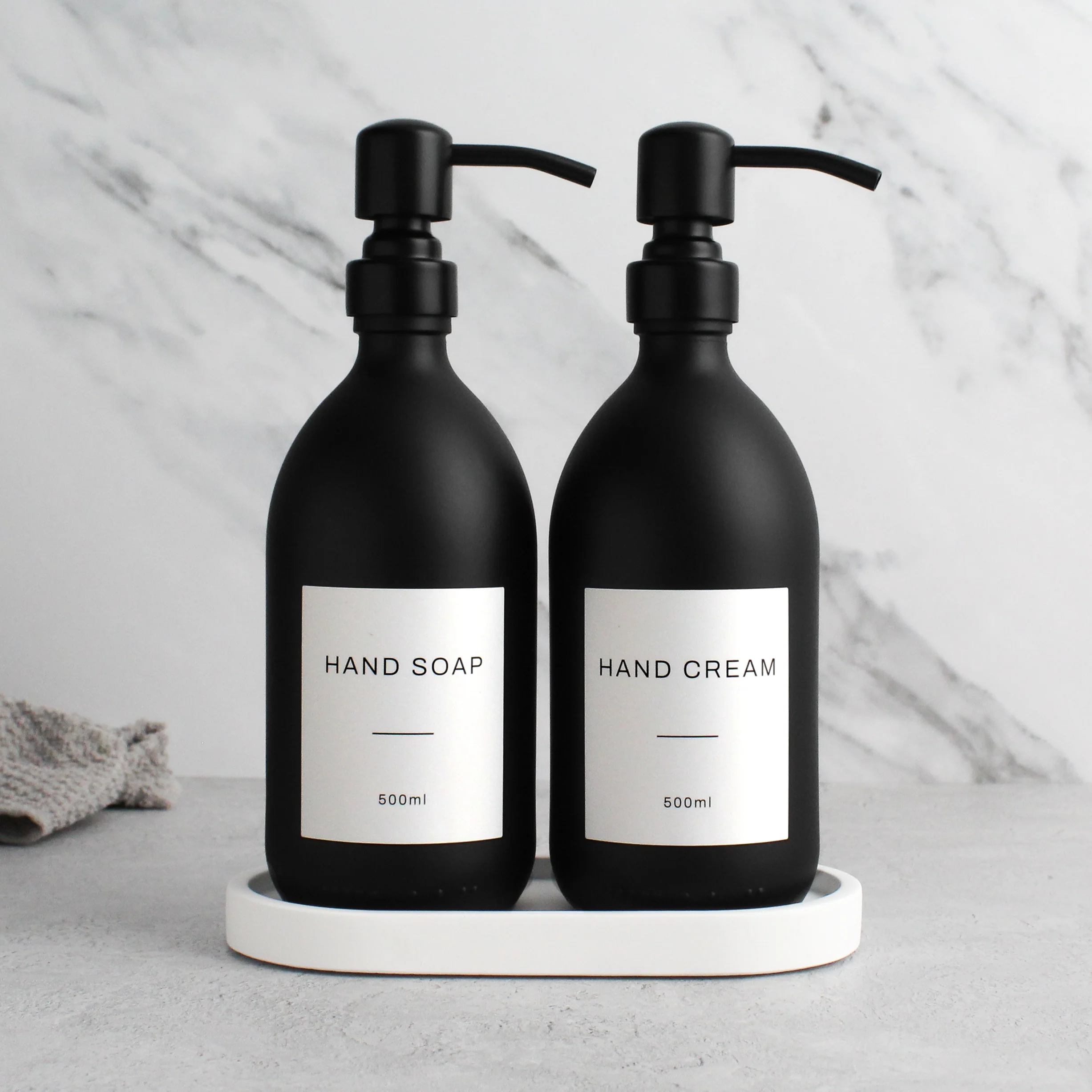 Hand Soap & Hand Cream Matte Black Glass Set - Image 17