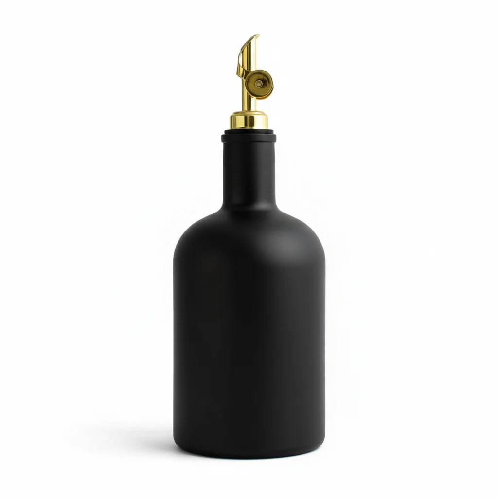 Matte Black Tall Neck Oil Bottle - Wholesale - Image 2