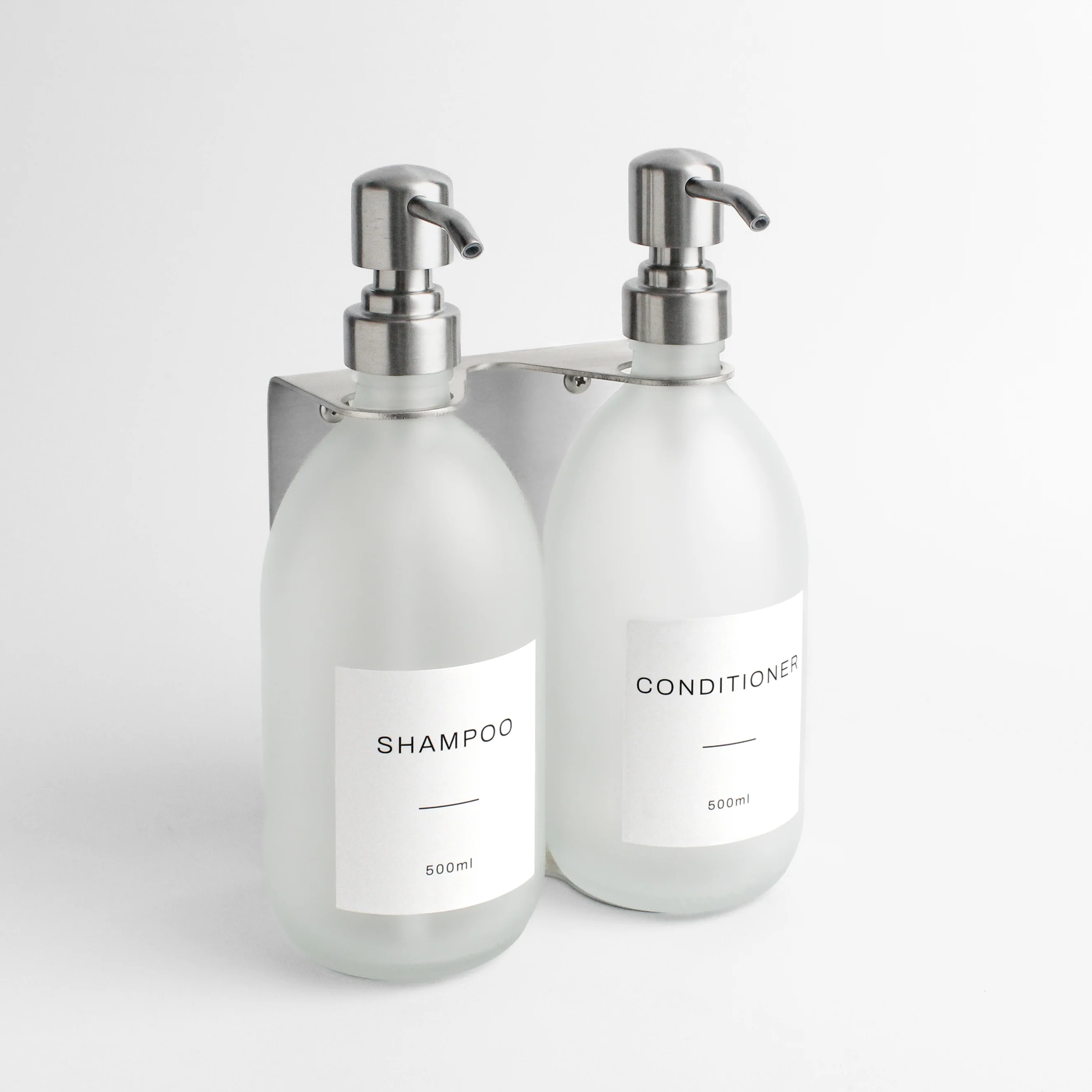 Silver Wall Bracket & Frosted White Glass Dispenser Set - Image 3